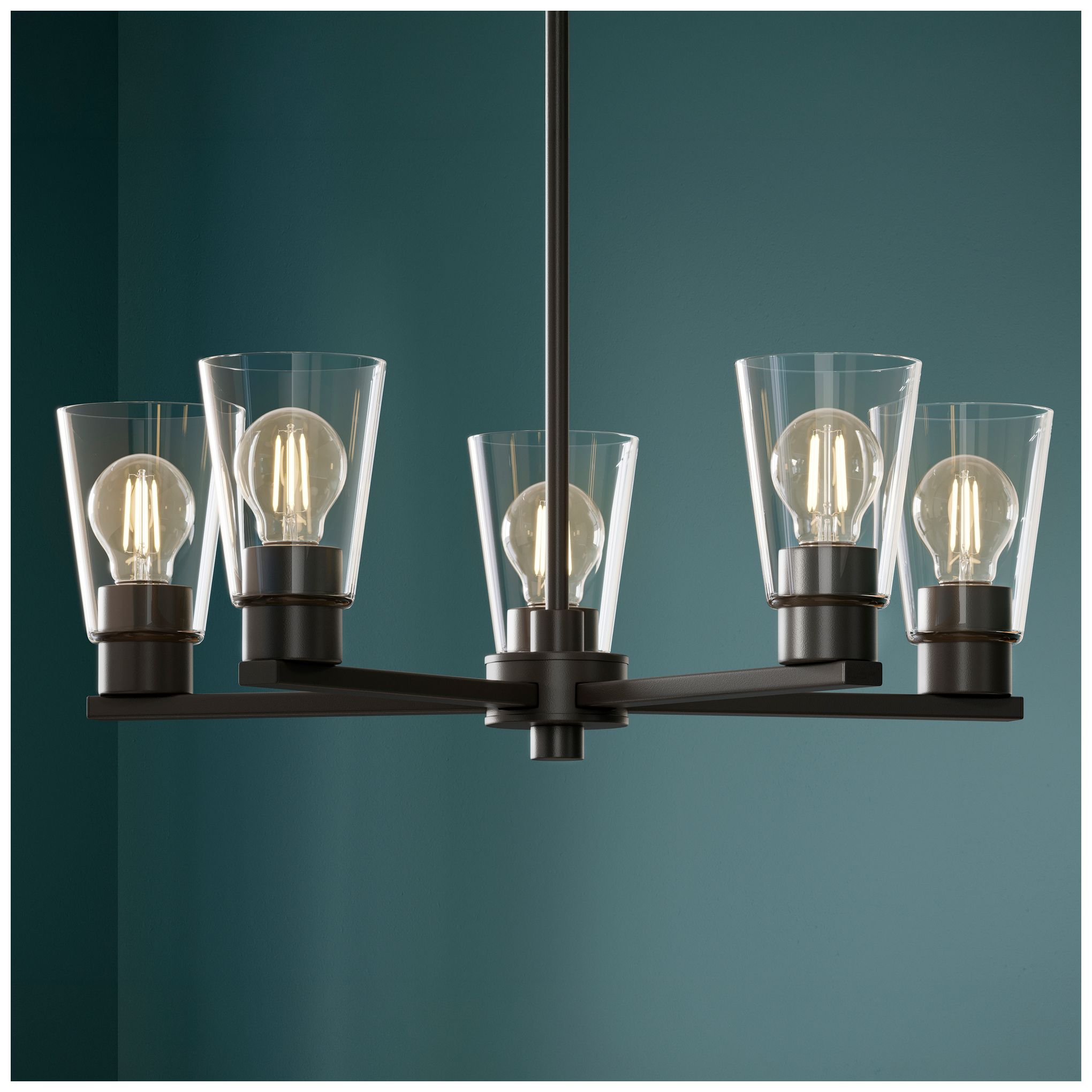 Image 2 Kichler Stamos 24" 5-Light Chandelier with Clear Glass in Olde Bronze more views