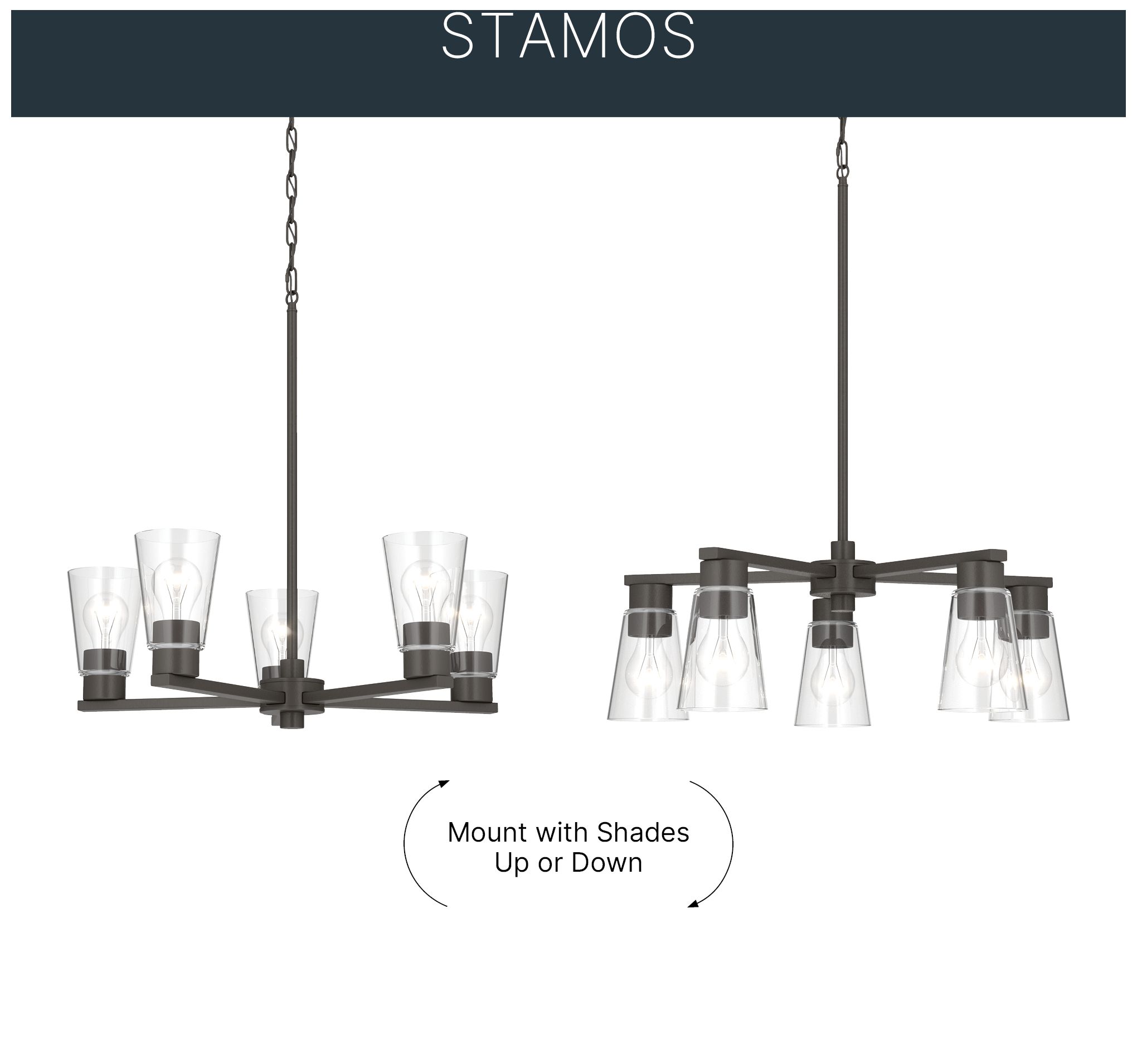 Image 6 Kichler Stamos 24" 5-Light Chandelier with Clear Glass in Olde Bronze more views