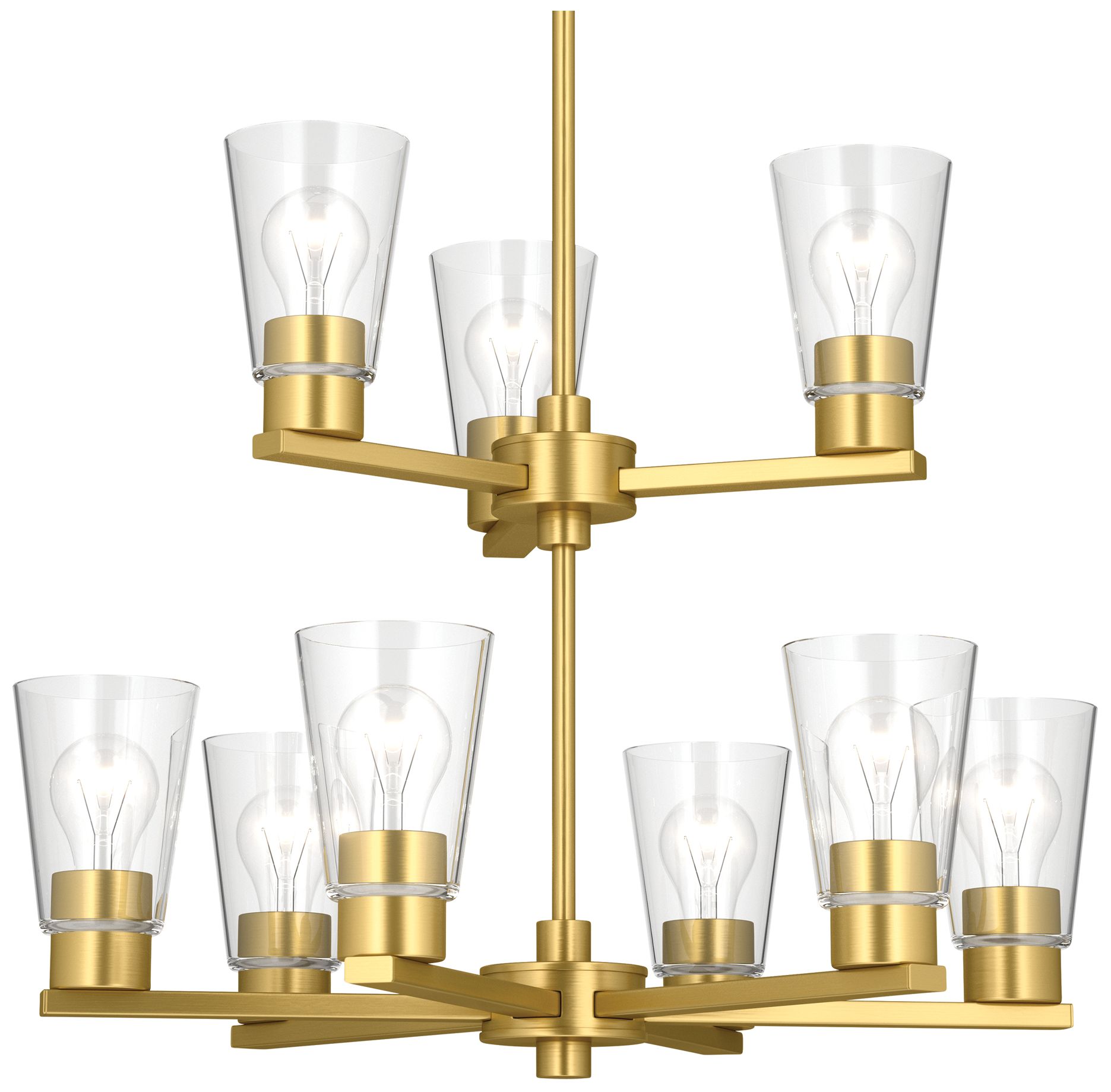 Image 4 Kichler Stamos 24" 9-Light 2-Tier Brushed Gold Chandelier with Clear Glass more views