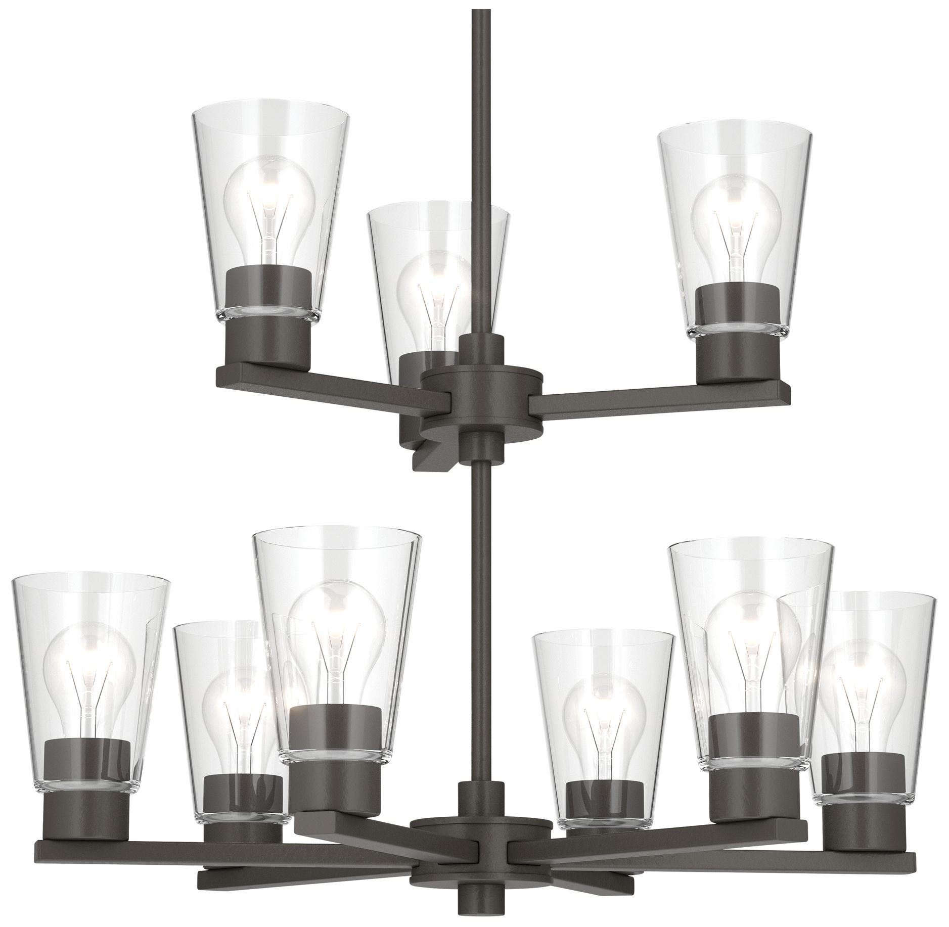 Image 4 Kichler Stamos 24" 9-Light 2-Tier Olde Bronze Chandelier with Clear Glass more views