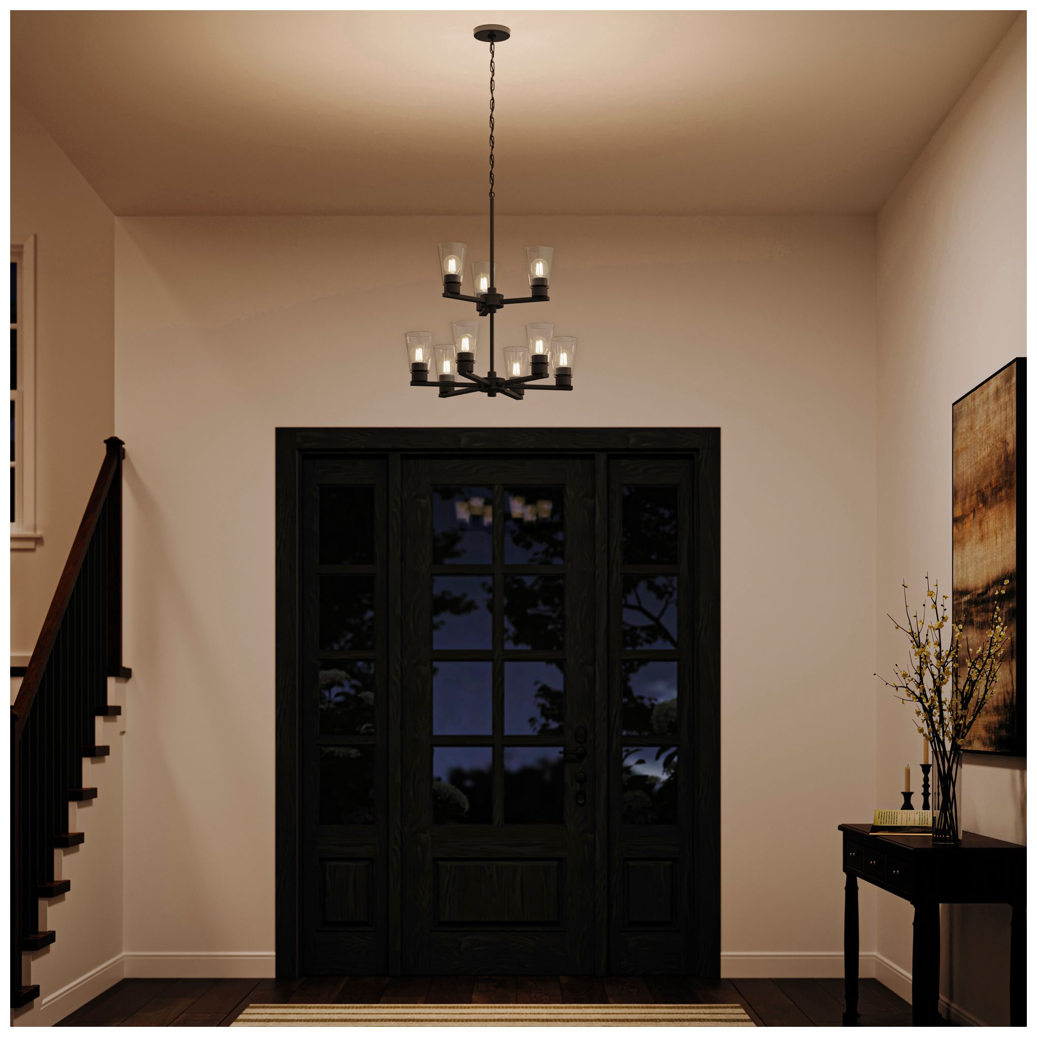 Image 7 Kichler Stamos 24" 9-Light 2-Tier Olde Bronze Chandelier with Clear Glass more views