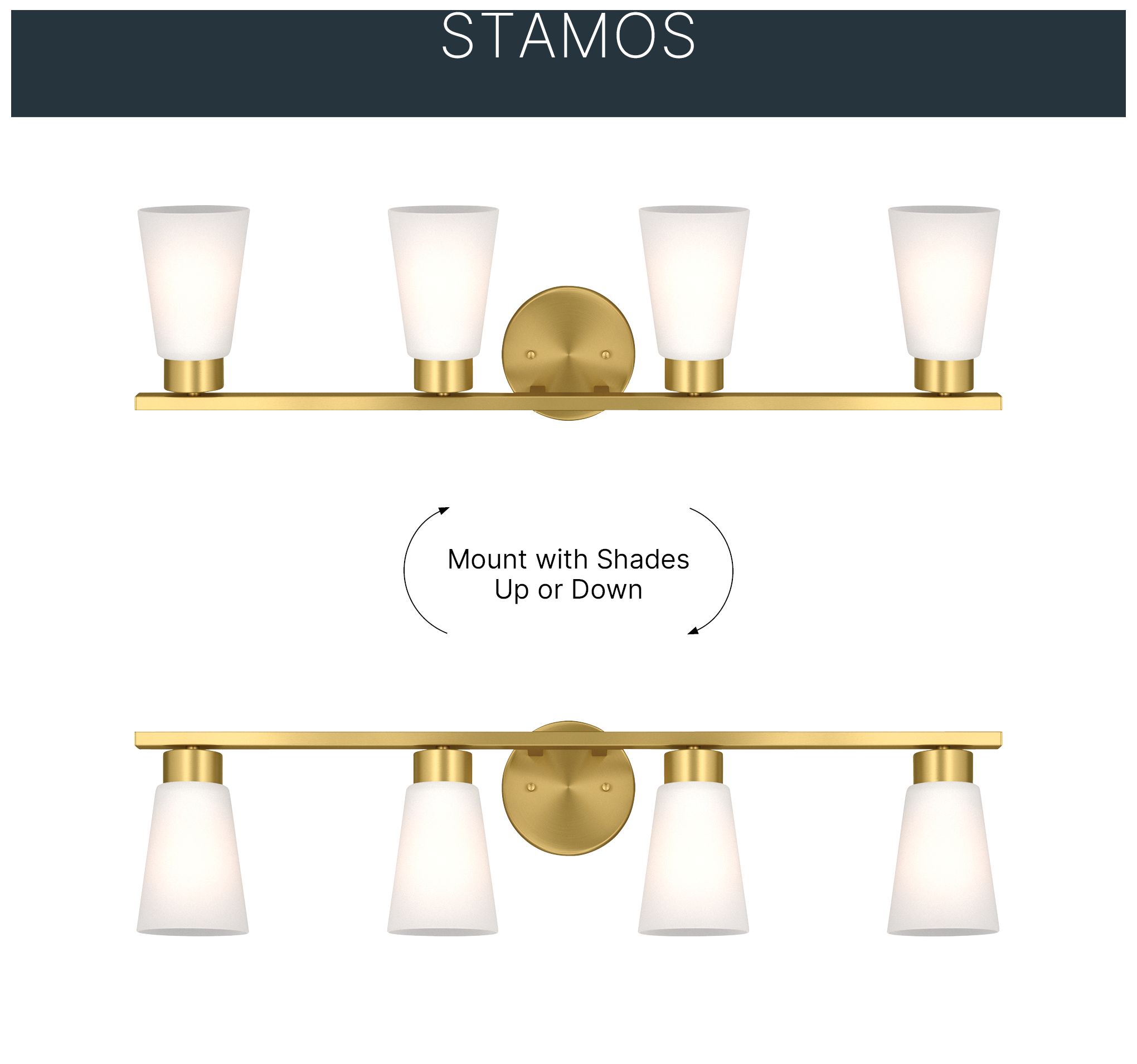 Image 5 Kichler Stamos 31.25" 4-Light Brushed Gold Vanity Light Satin Etched Glass more views