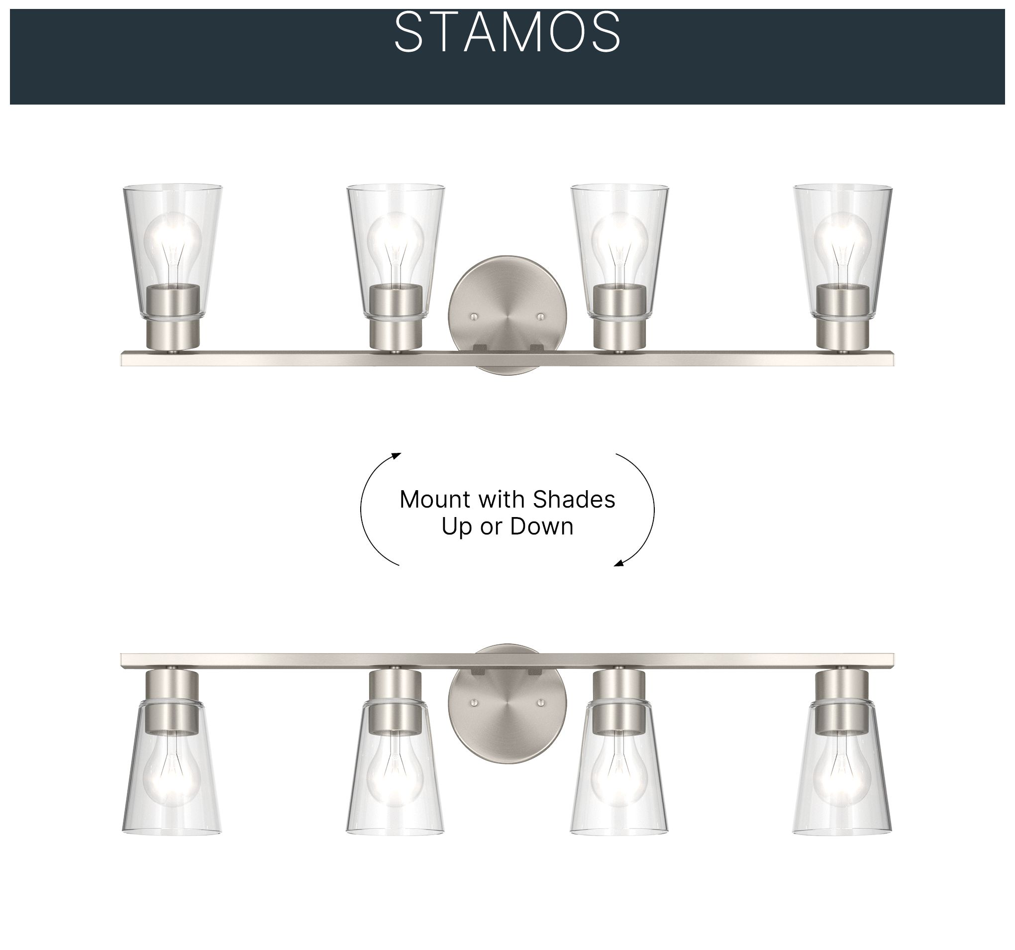 Image 5 Kichler Stamos 31.25" 4-Light Brushed Nickel Vanity Light with Clear Glass more views