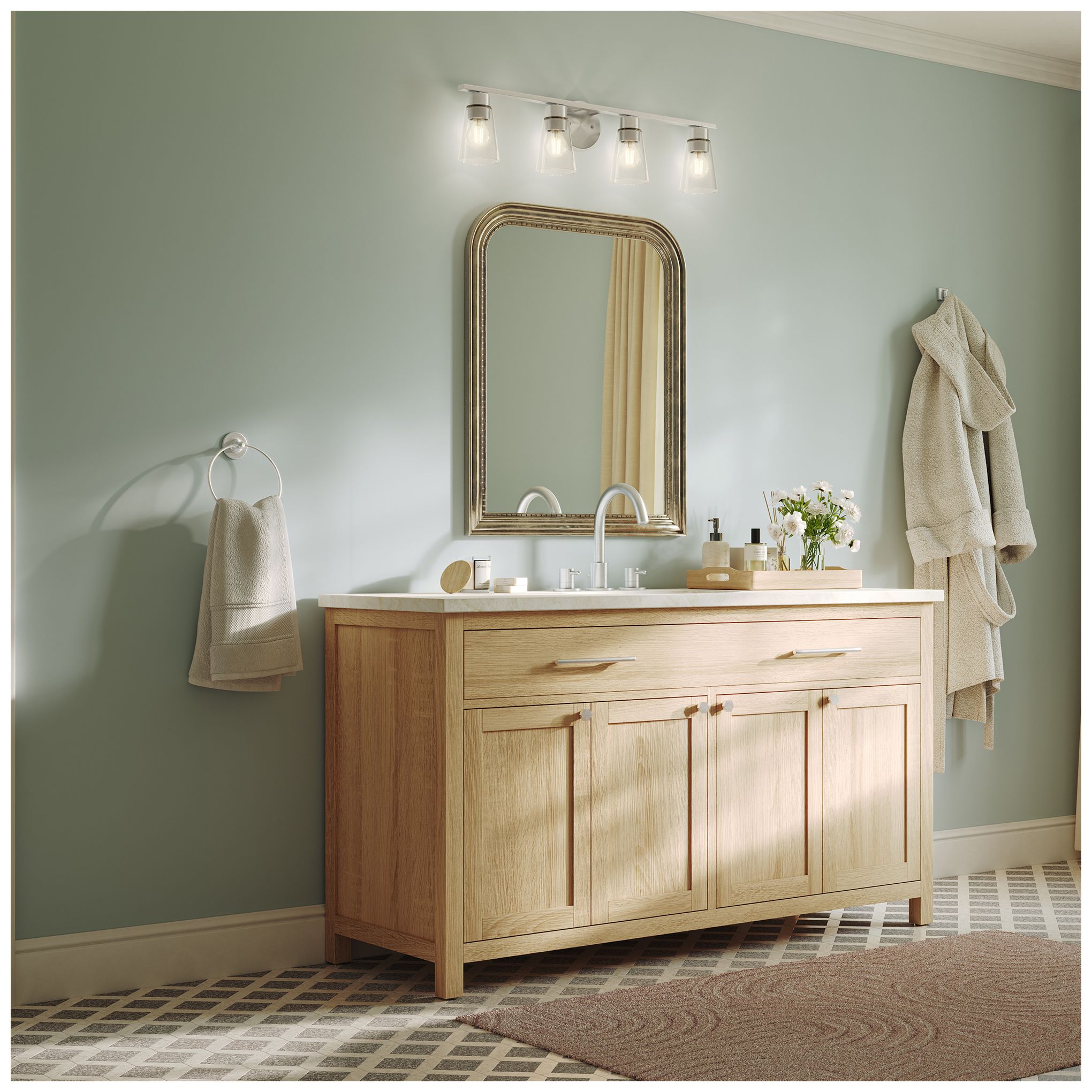 Kichler Stamos 31.25" 4-Light Brushed Nickel Vanity Light with Clear Glass