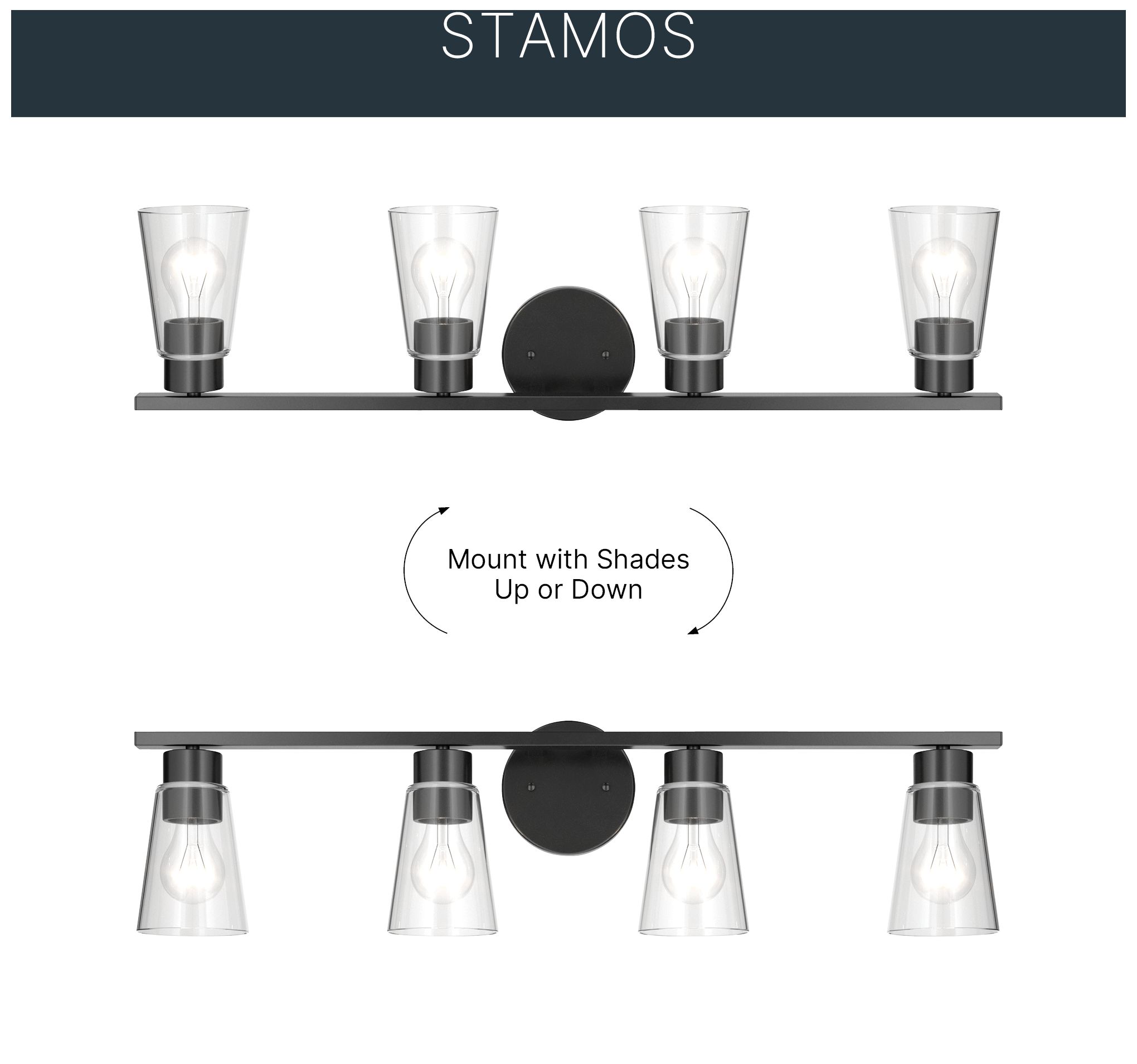 Image 5 Kichler Stamos 31.25" 4-Light Vanity Light with Clear Glass in Black more views