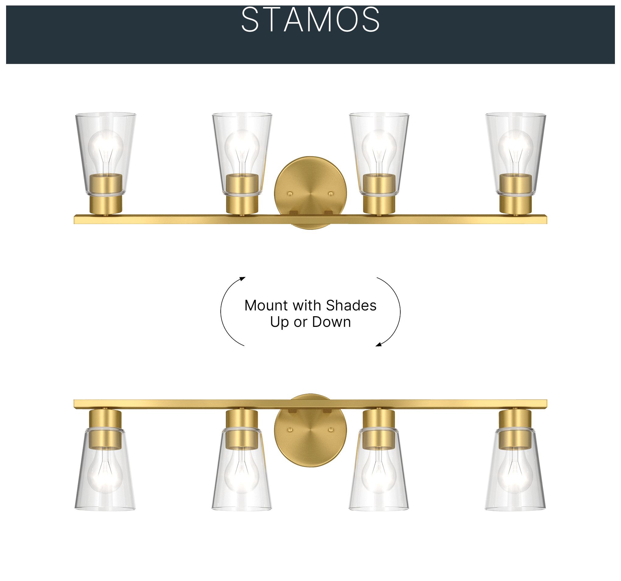 Image 5 Kichler Stamos 31.25" 4-Light Vanity Light with Clear Glass in Brushed Gold more views