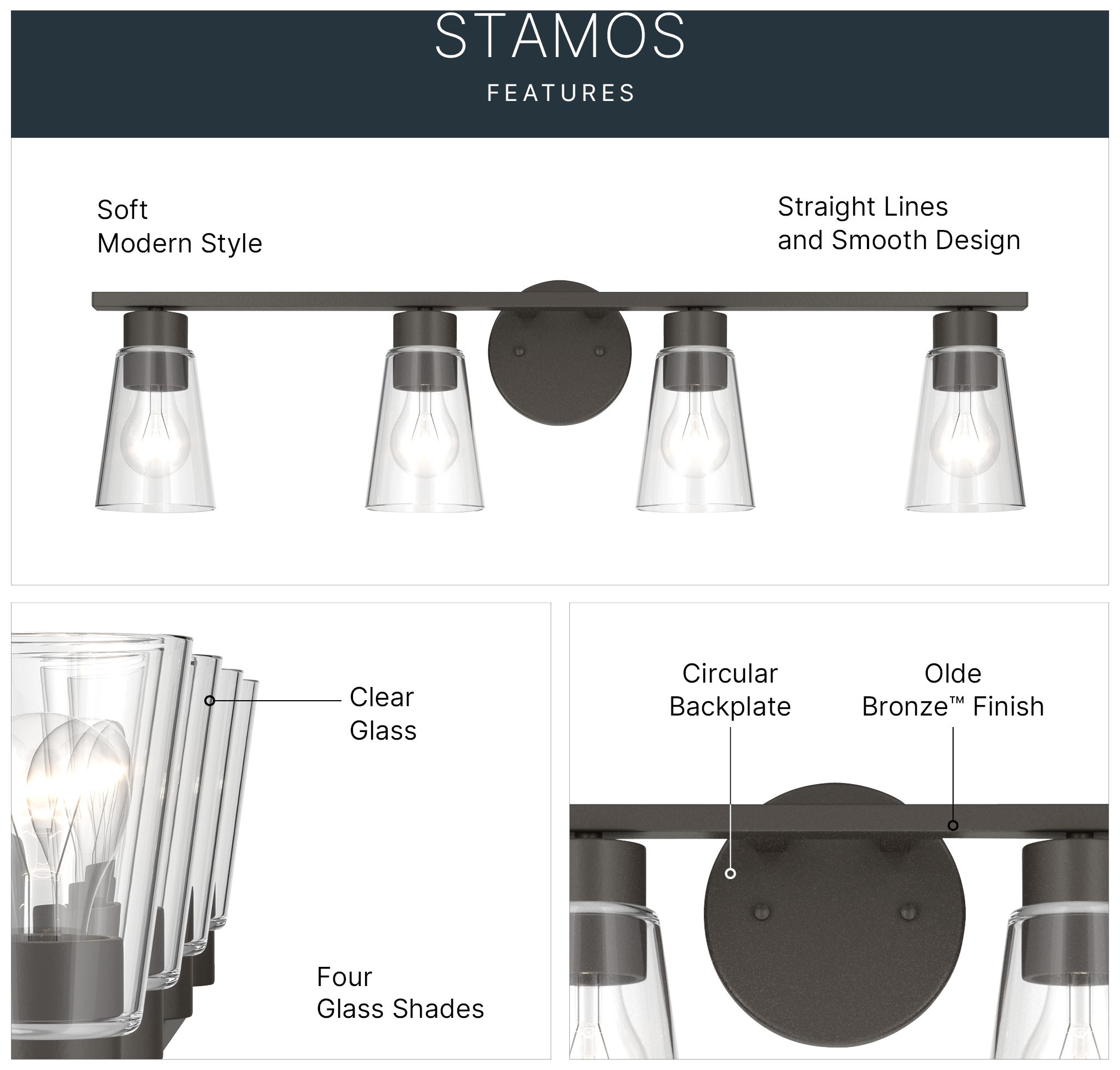Image 4 Kichler Stamos 31.25" 4-Light Vanity Light with Clear Glass in Olde Bronze more views