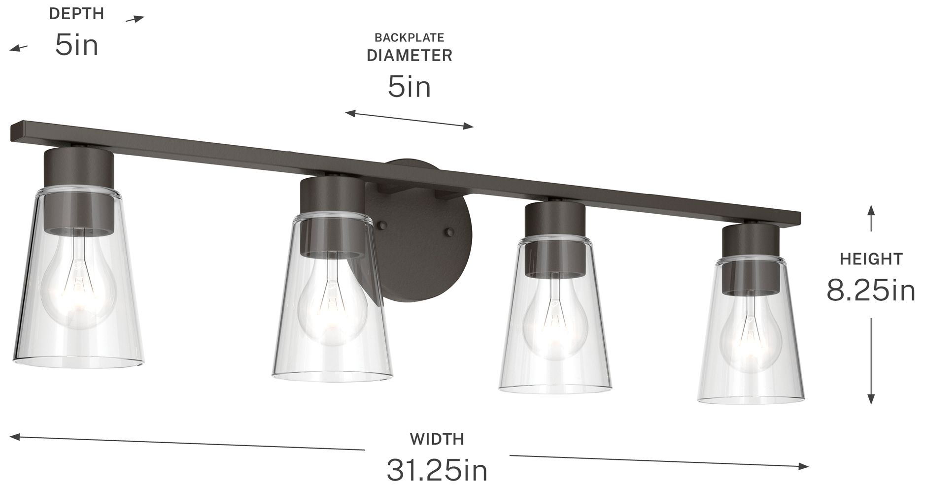 Kichler Stamos 31.25" 4-Light Vanity Light with Clear Glass in Olde Bronze