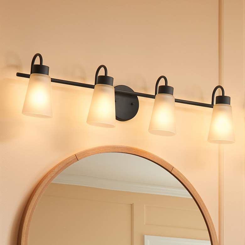 Image 1 Kichler Stamos 31 1/4" Wide Black 4-Light Vanity Bath Light