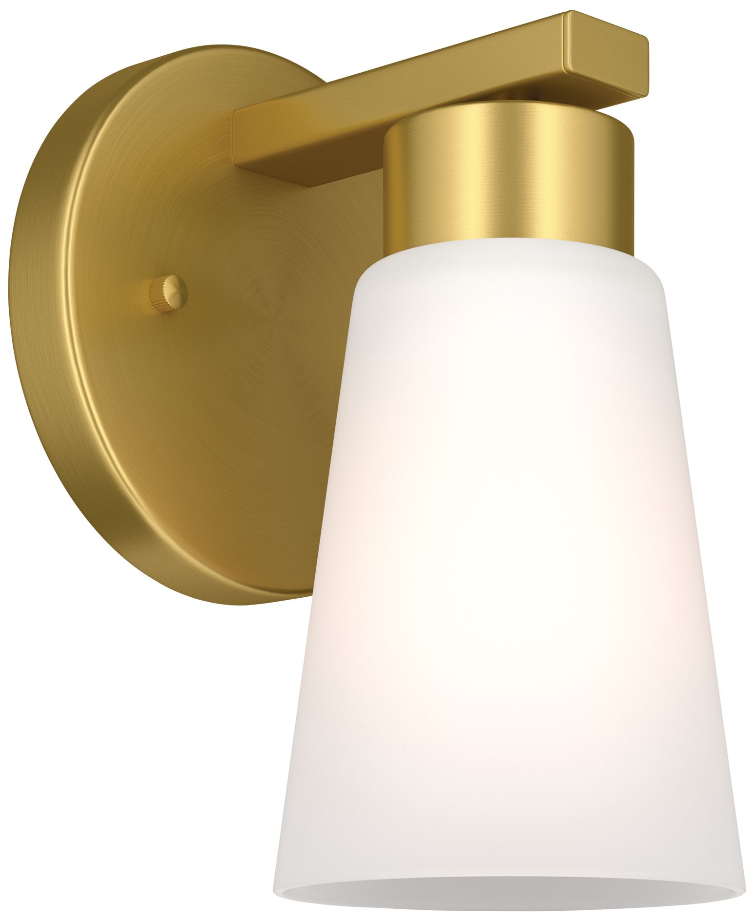Image 2 Kichler Stamos 8" 1-Light Brushed Gold Wall Sconce with Satin Etched Glass