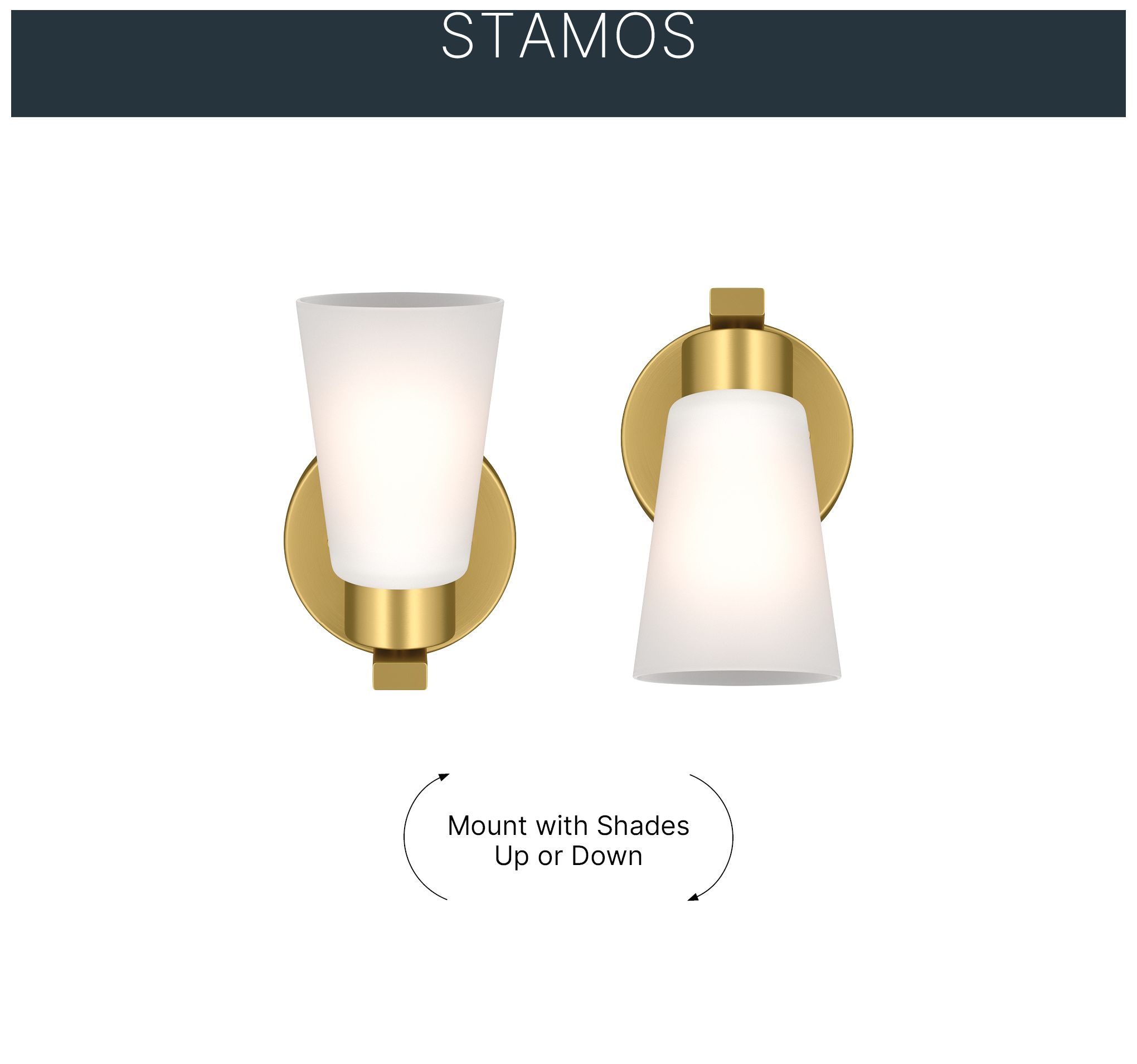 Image 5 Kichler Stamos 8" 1-Light Brushed Gold Wall Sconce with Satin Etched Glass more views