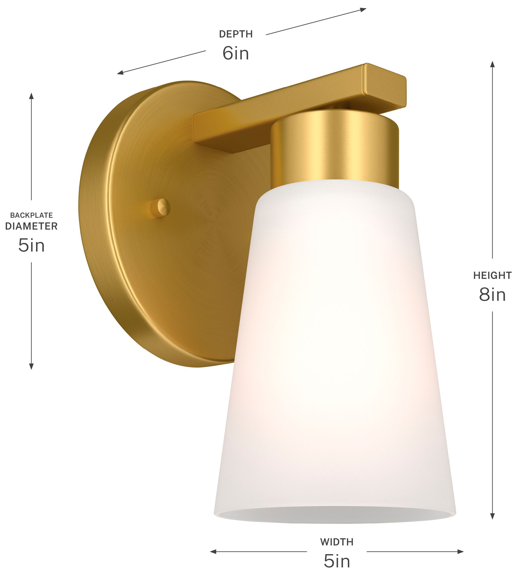 Kichler Stamos 8" 1-Light Brushed Gold Wall Sconce with Satin Etched Glass