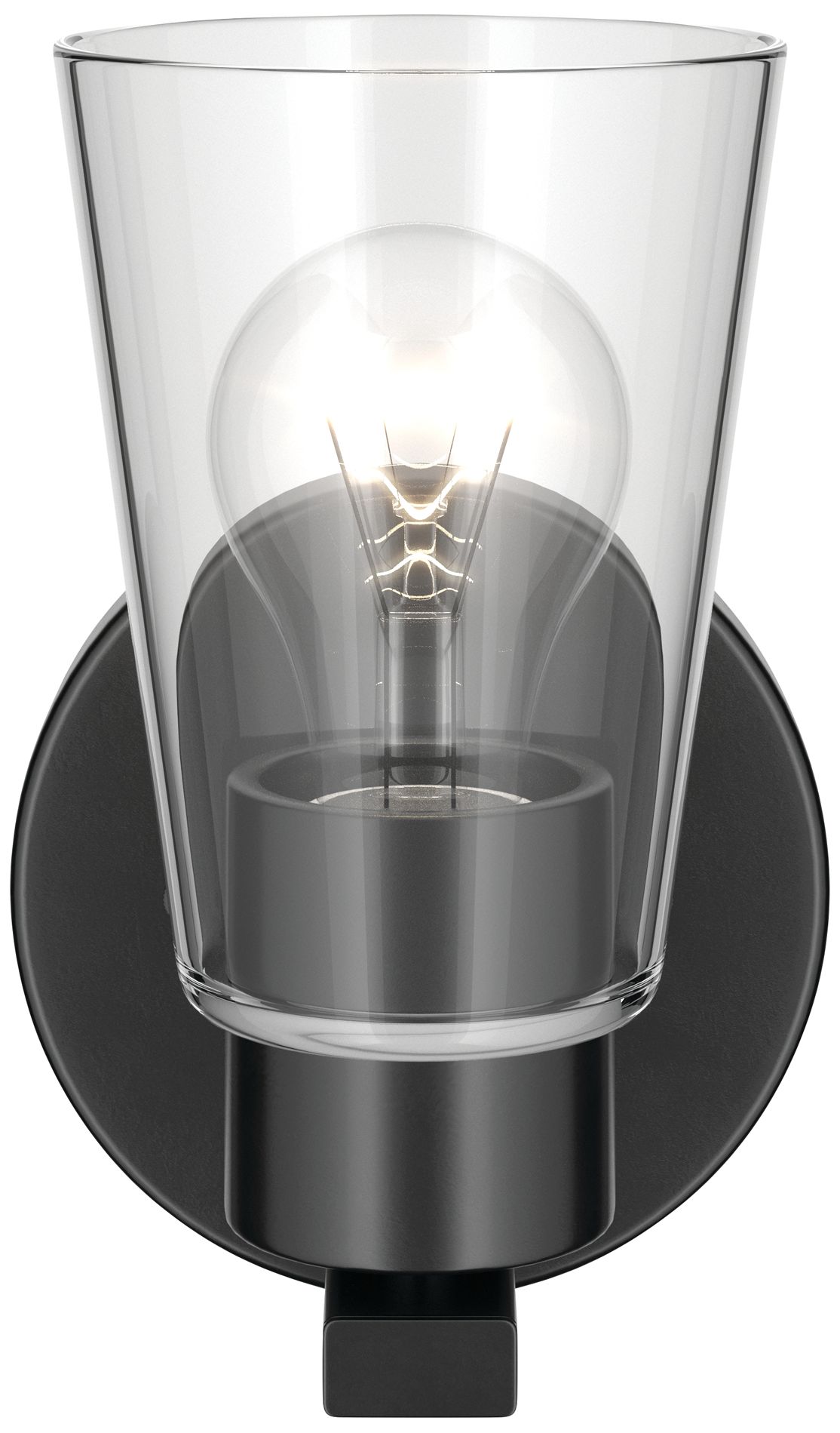 Image 3 Kichler Stamos 8" 1-Light Wall Sconce with Clear Glass in Black more views