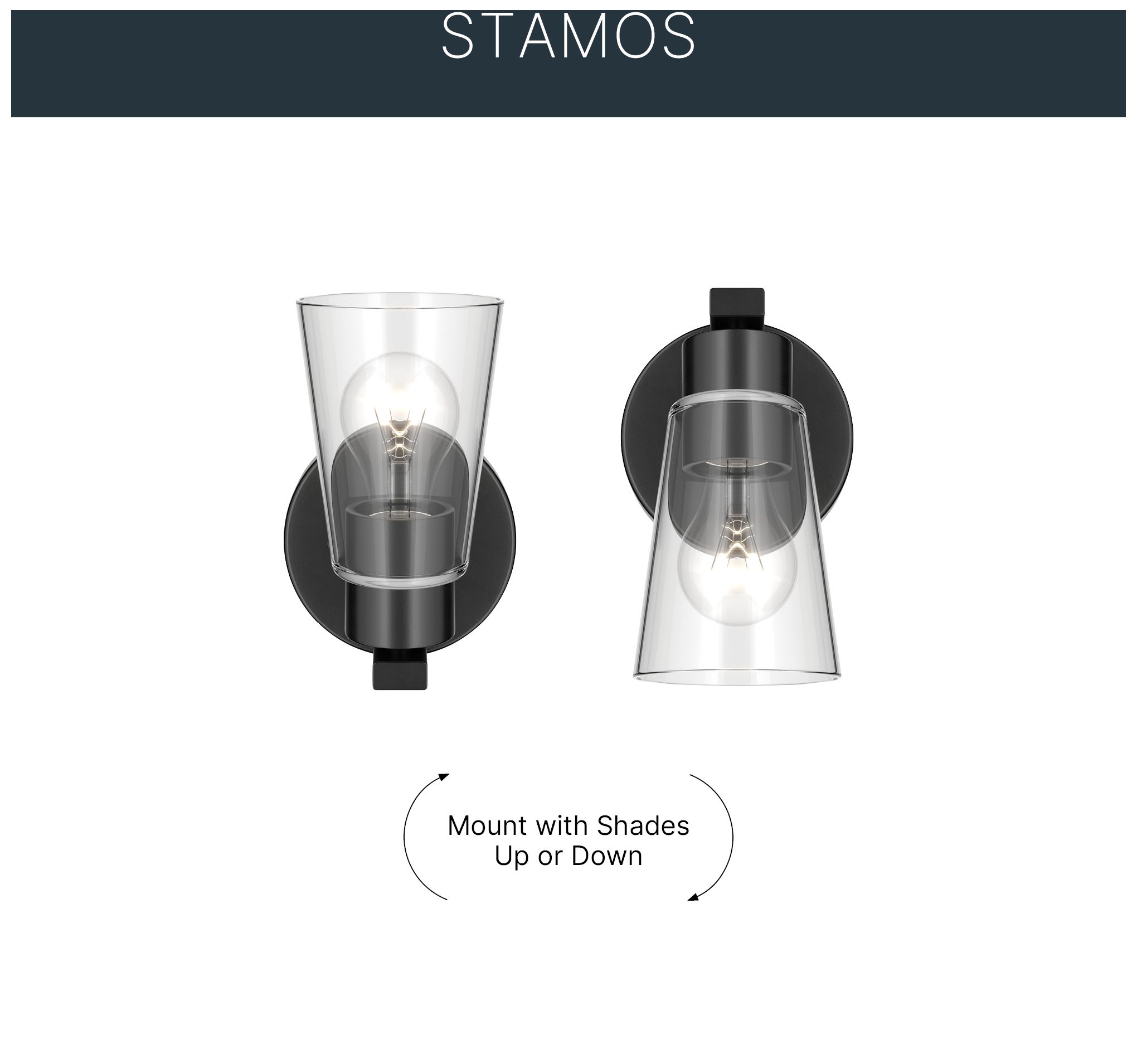 Image 5 Kichler Stamos 8" 1-Light Wall Sconce with Clear Glass in Black more views