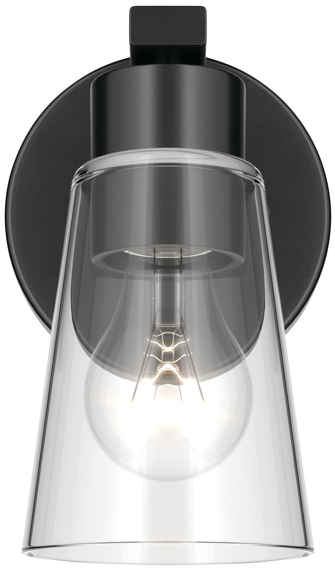 Image 6 Kichler Stamos 8" 1-Light Wall Sconce with Clear Glass in Black more views