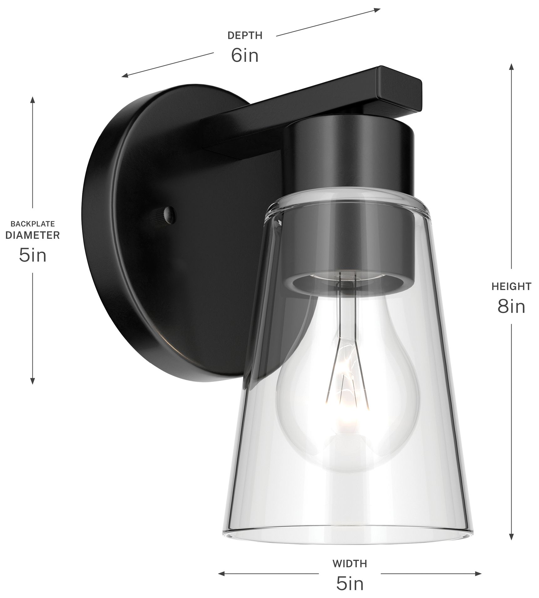 Kichler Stamos 8" 1-Light Wall Sconce with Clear Glass in Black