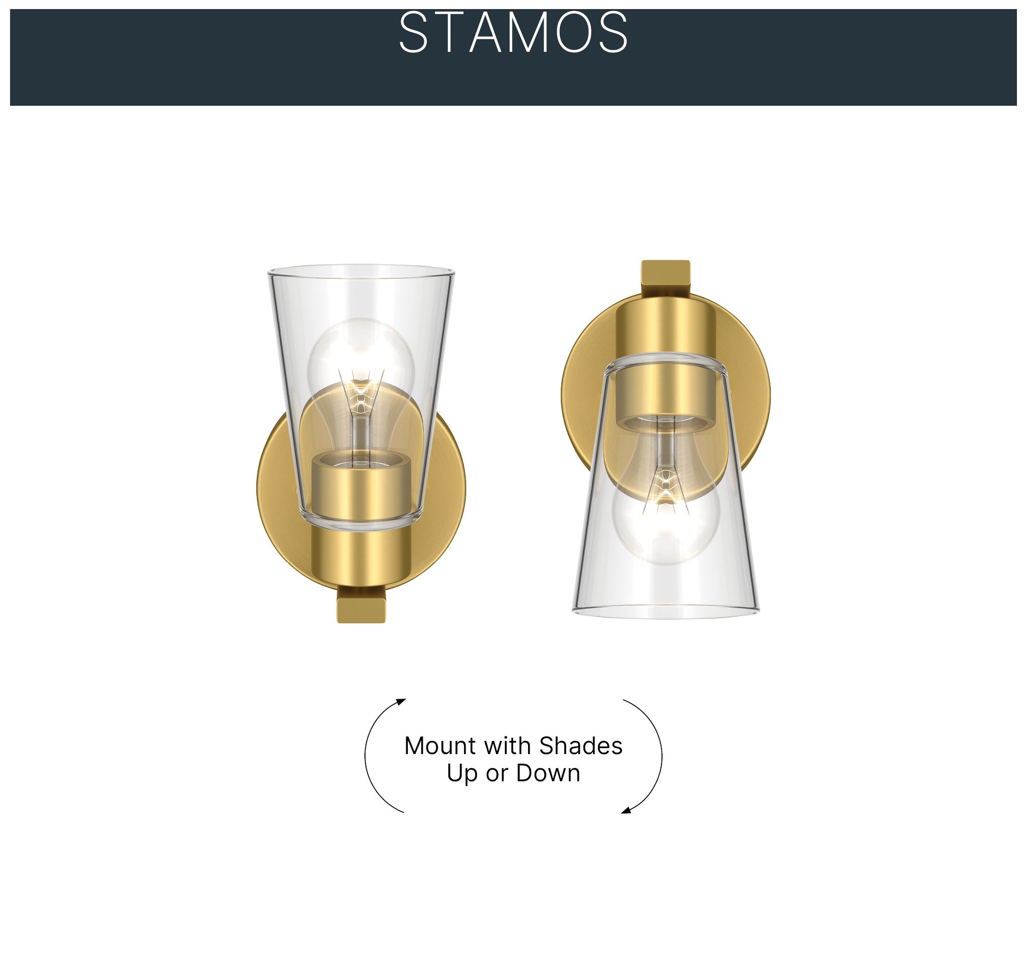 Image 5 Kichler Stamos 8" 1-Light Wall Sconce with Clear Glass in Brushed Gold more views