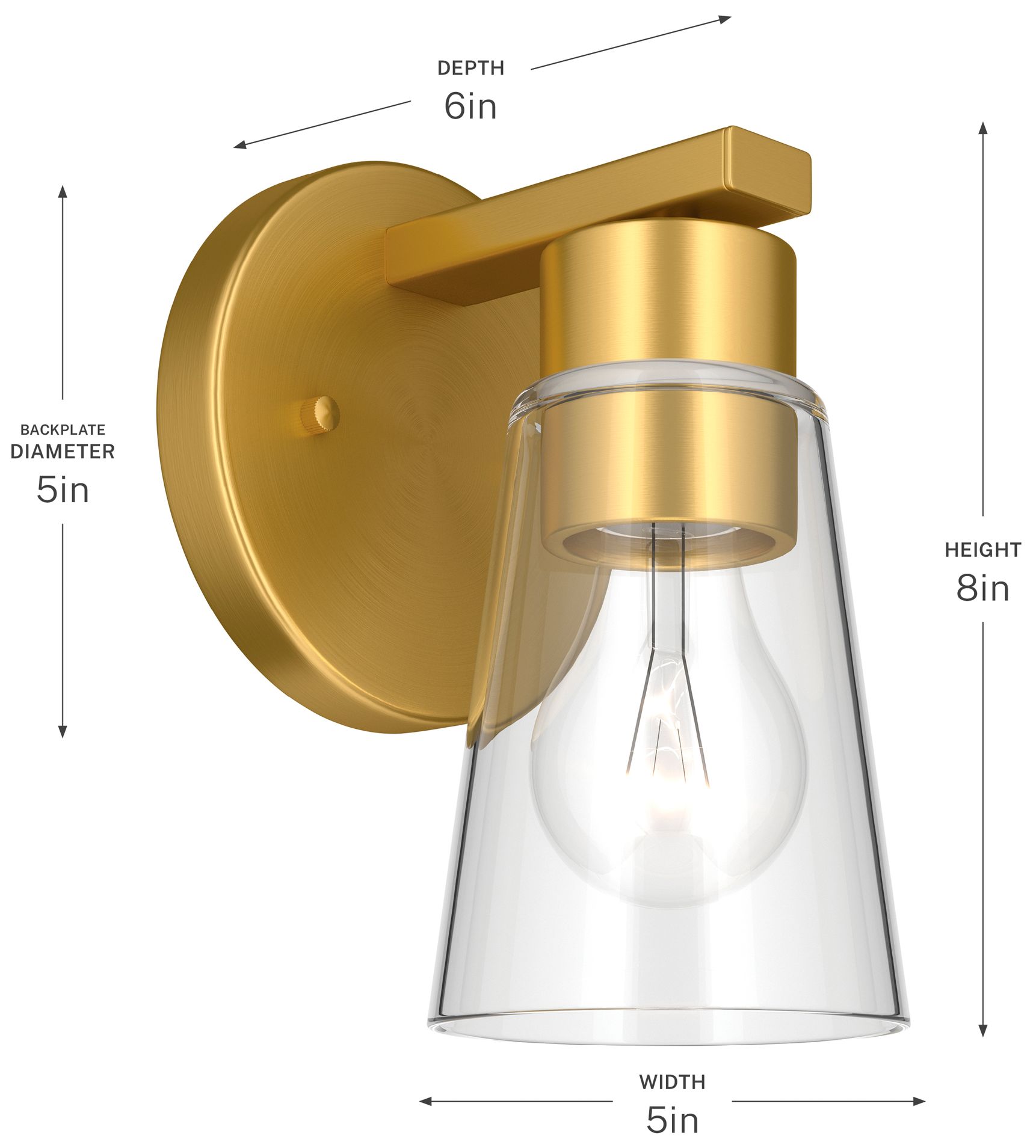 Kichler Stamos 8" 1-Light Wall Sconce with Clear Glass in Brushed Gold