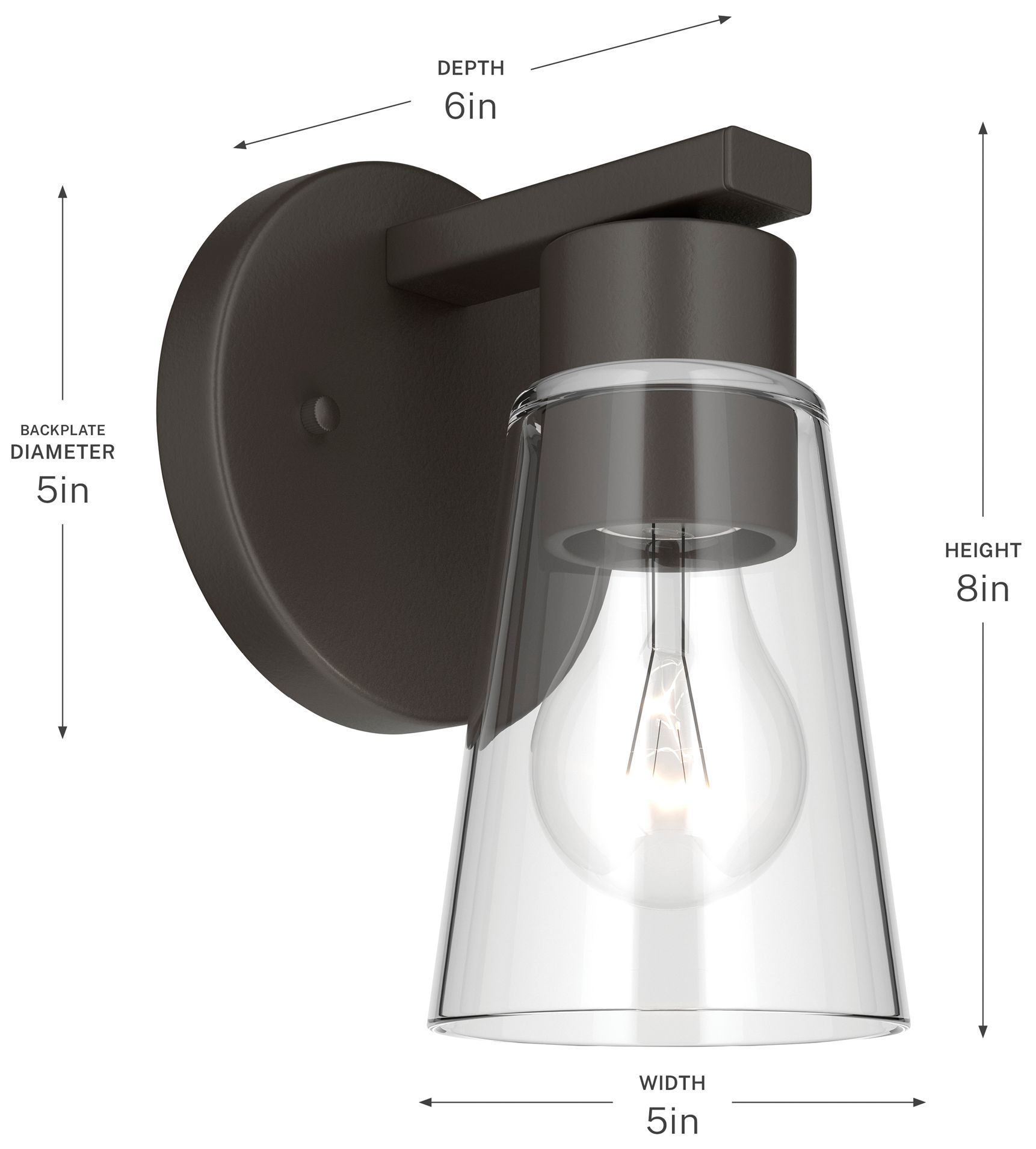 Kichler Stamos 8" 1-Light Wall Sconce with Clear Glass in Olde Bronze