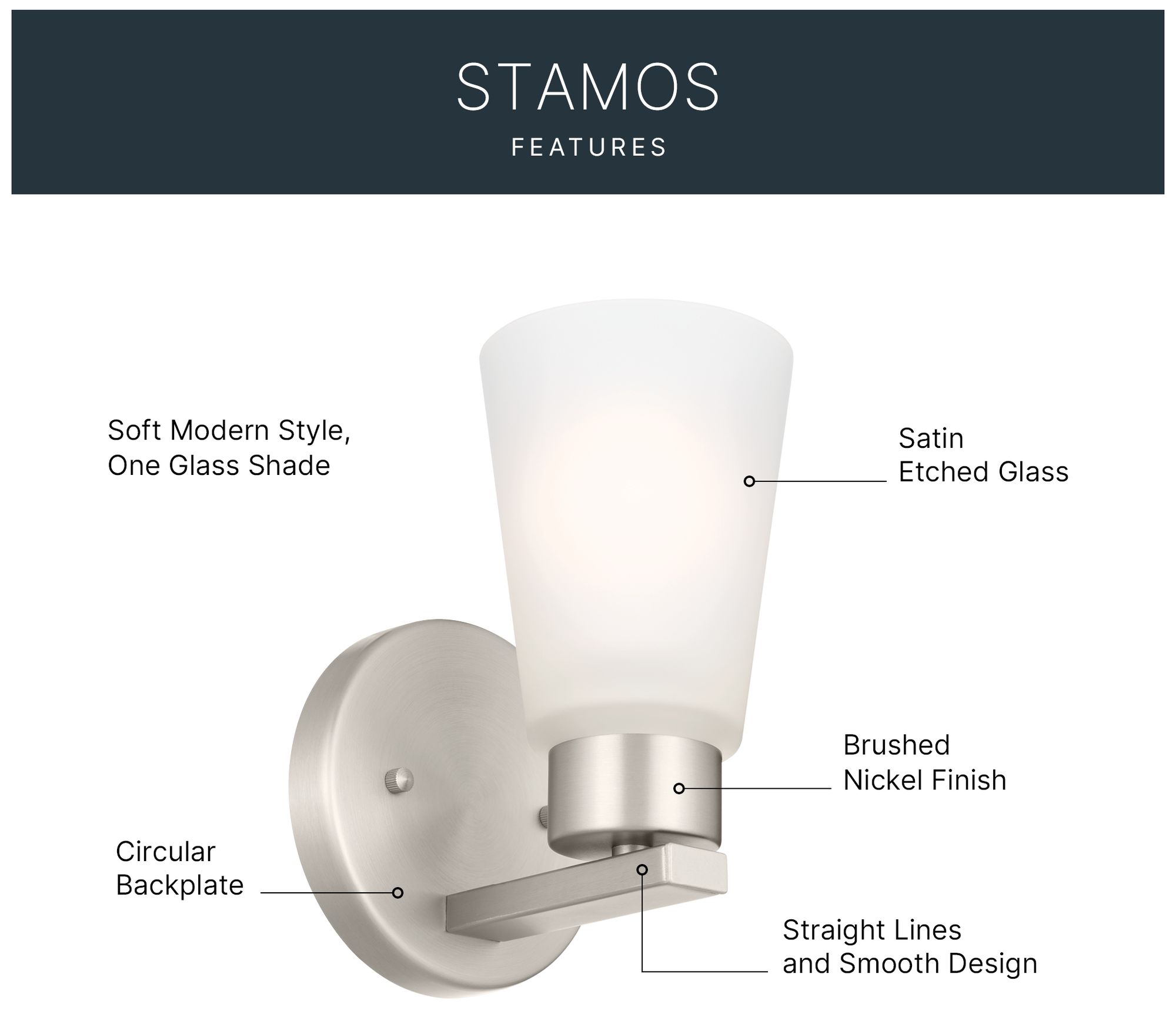 Kichler Stamos Brushed Nickel Wall Sconce 1Lt