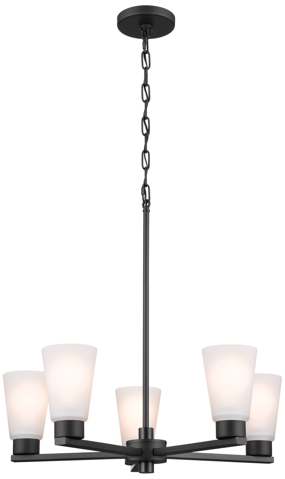 Kichler Stamos Collection 5-Light Black Chandelier with Etched Glass Shades