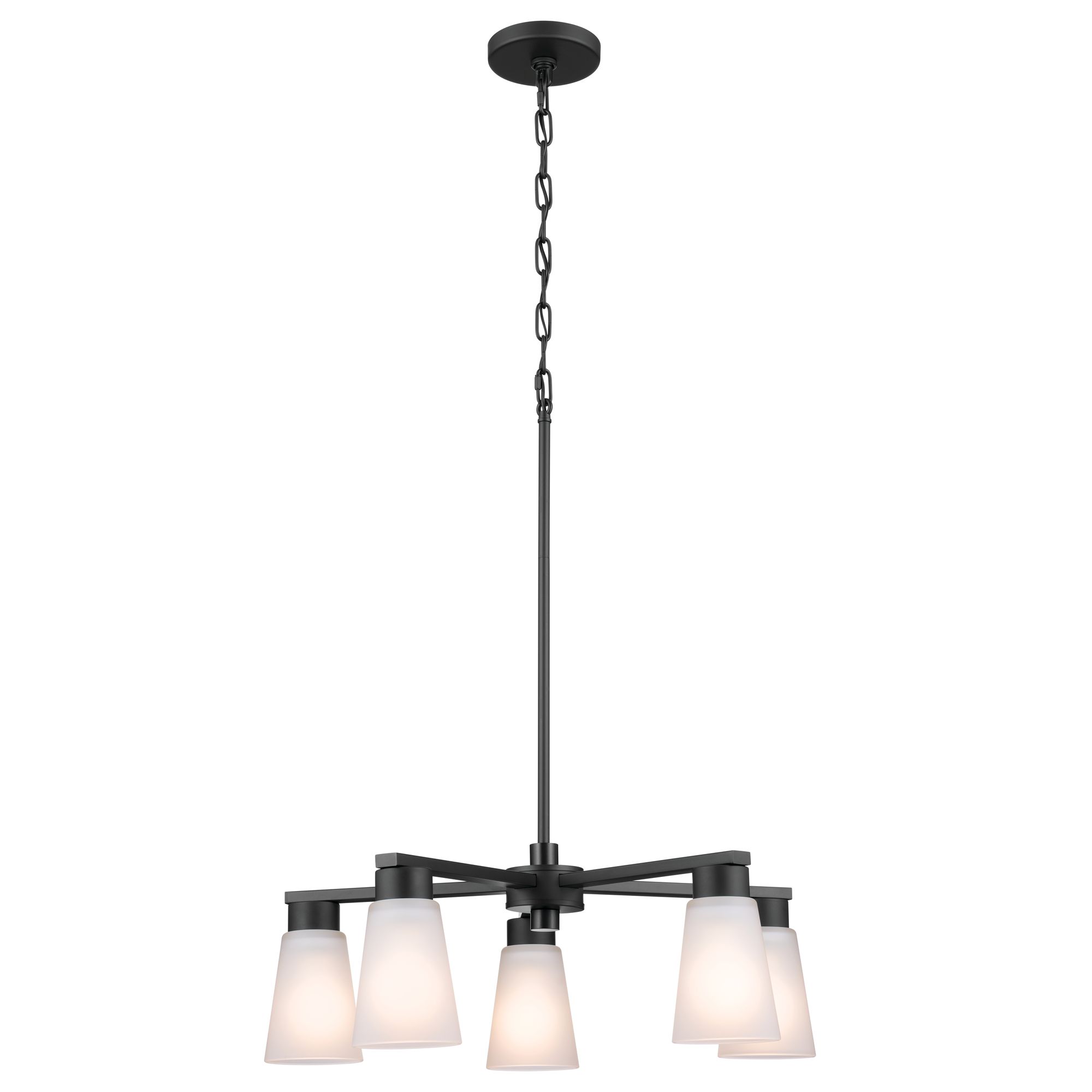 Image 4 Kichler Stamos Collection 5-Light Black Chandelier with Etched Glass Shades more views