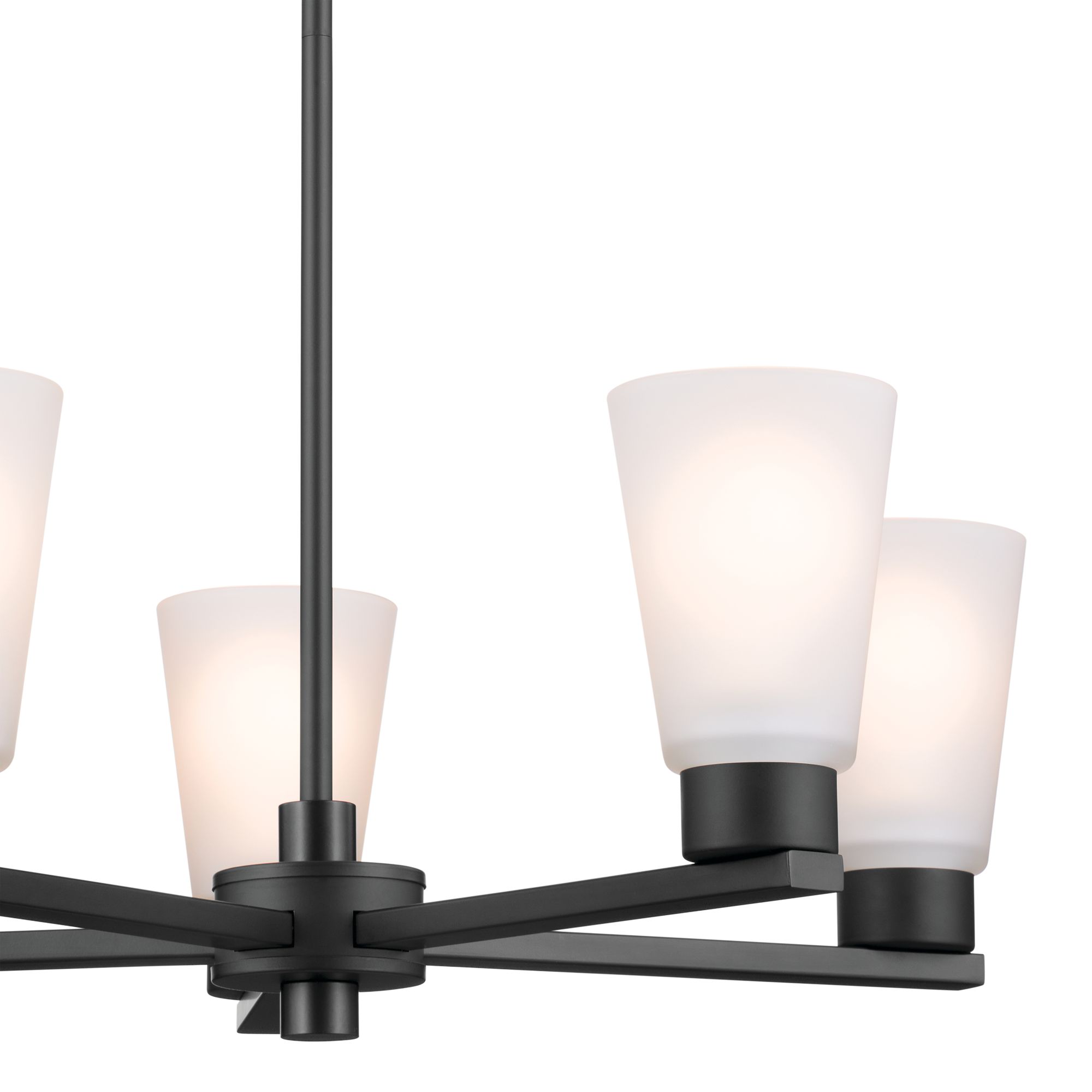 Image 5 Kichler Stamos Collection 5-Light Black Chandelier with Etched Glass Shades more views