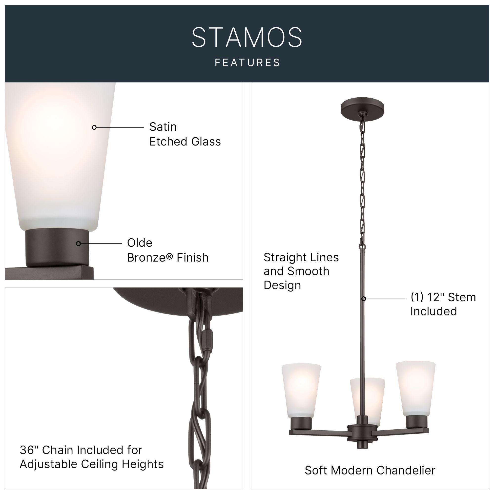 Kichler Stamos Olde Bronze Chandelier 3Lt