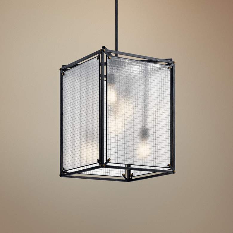 Image 1 Kichler Steel 18" Wide Distressed Black Foyer Pendant Light