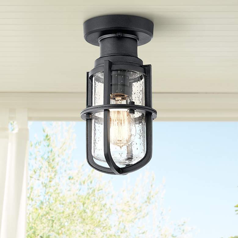 Image 1 Kichler Suri 5 1/2 inchW Textured Black Outdoor Ceiling Light