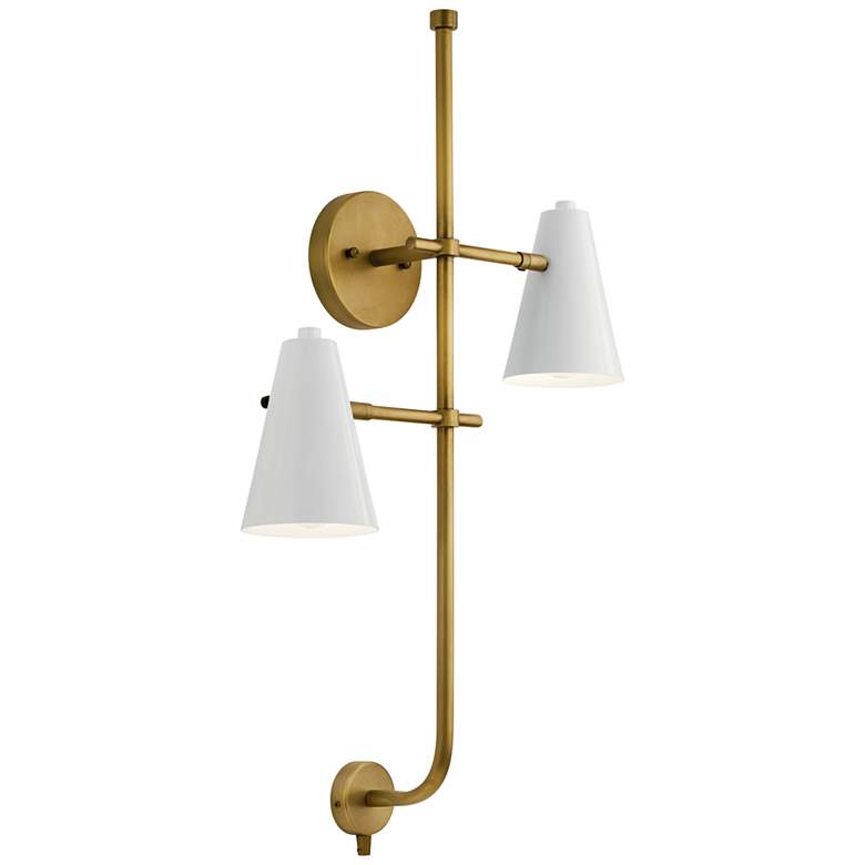 Image 1 Kichler Sylvia 30 1/2" High Gold and White Plug-In Wall Sconce