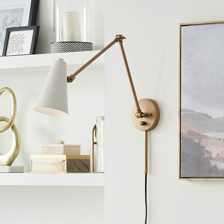 Image 1 Kichler Sylvia 5 1/2" High White and Brass Wall Sconce