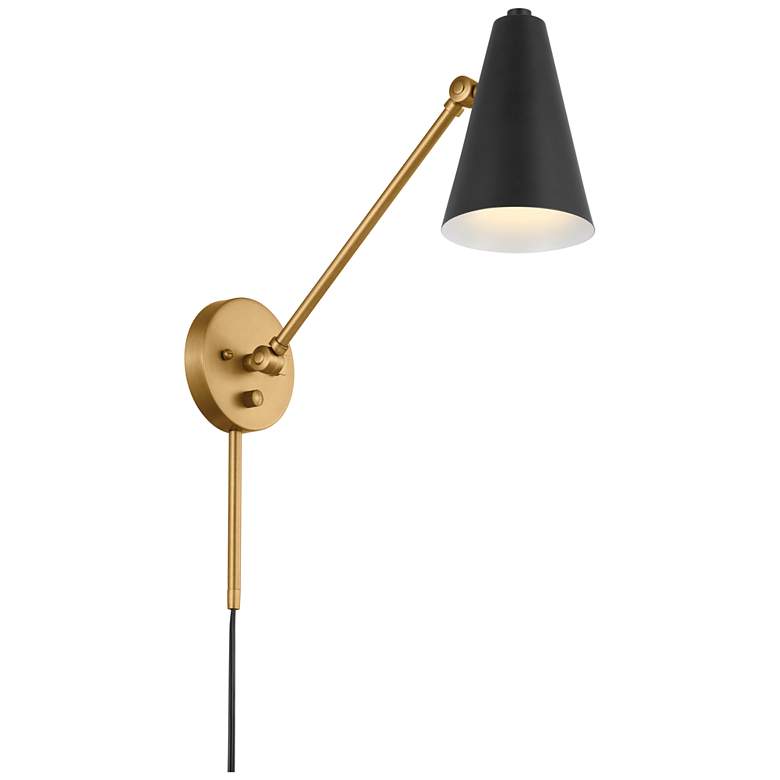 Image 1 Kichler Sylvia Brass and Black Adjustable Height Modern Wall Sconce