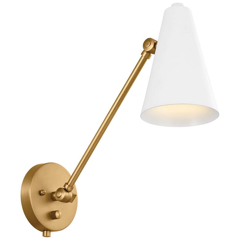 Image 2 Kichler Sylvia Natural Brass with White Adjustable Wall Lamp