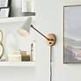 1_Kichler Sylvia Natural Brass with White Adjustable Wall Lamp
