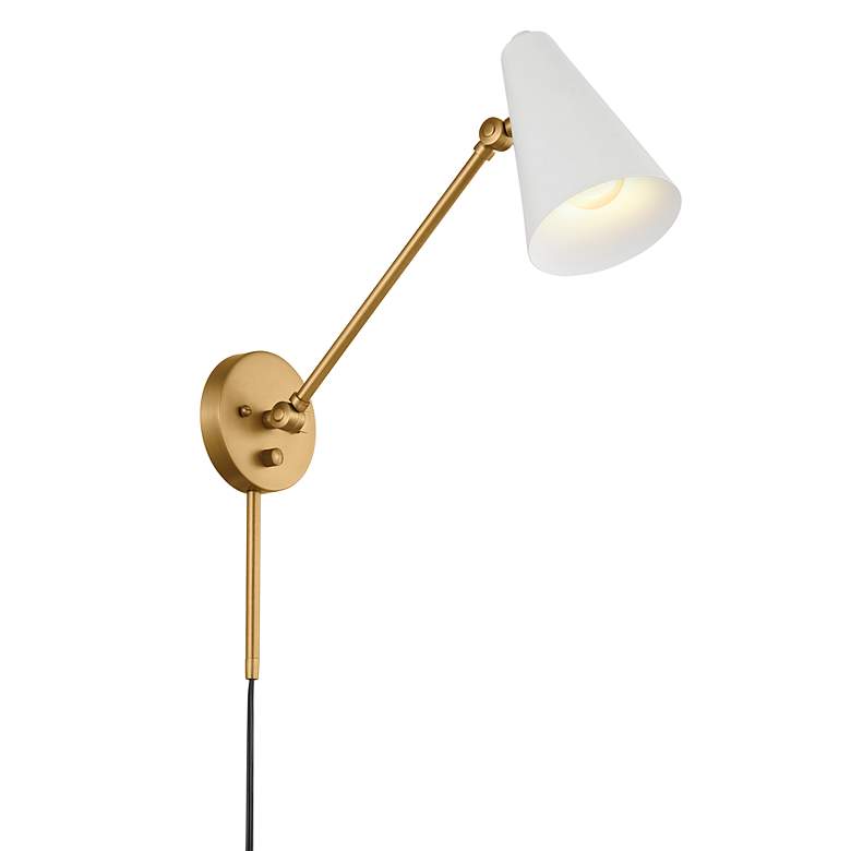 Image 5 Kichler Sylvia Natural Brass with White Adjustable Wall Lamp more views