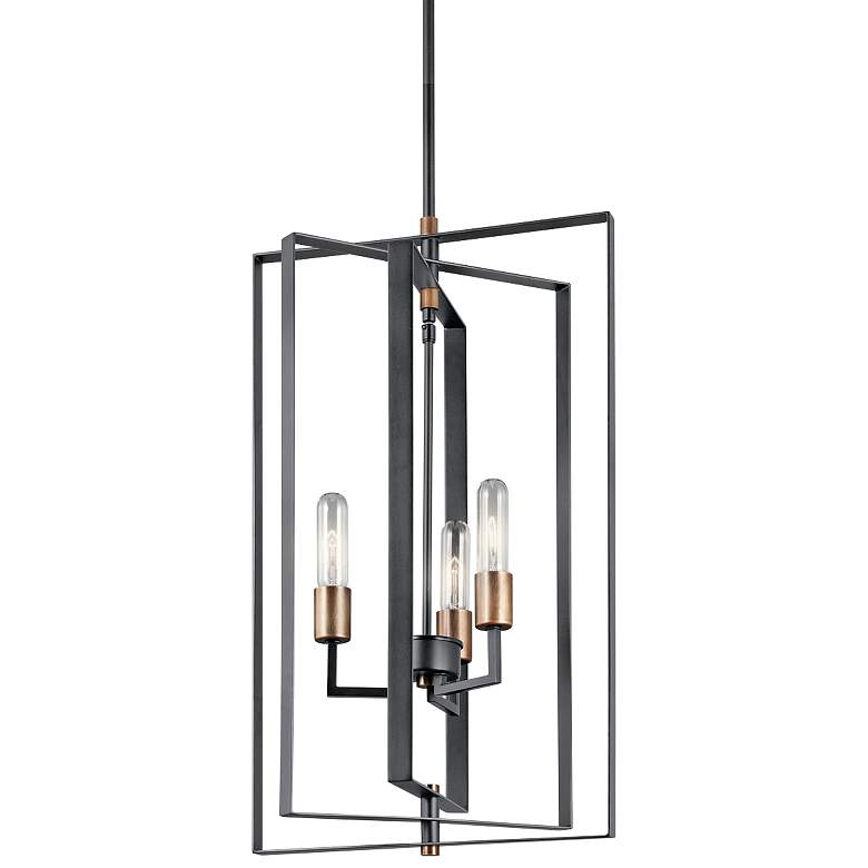 Image 2 Kichler Taubert 15" Modern Black 3-Light Rectangular Foyer Pendant