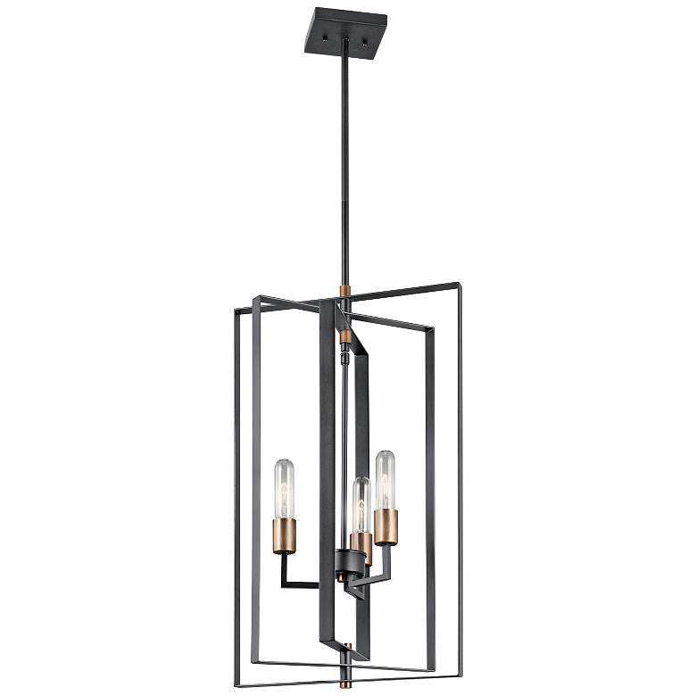 Image 3 Kichler Taubert 15" Modern Black 3-Light Rectangular Foyer Pendant more views