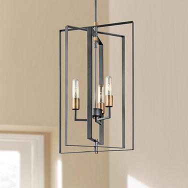 Kichler Taubert 15" Modern Black 3-Light Rectangular Foyer Pendant