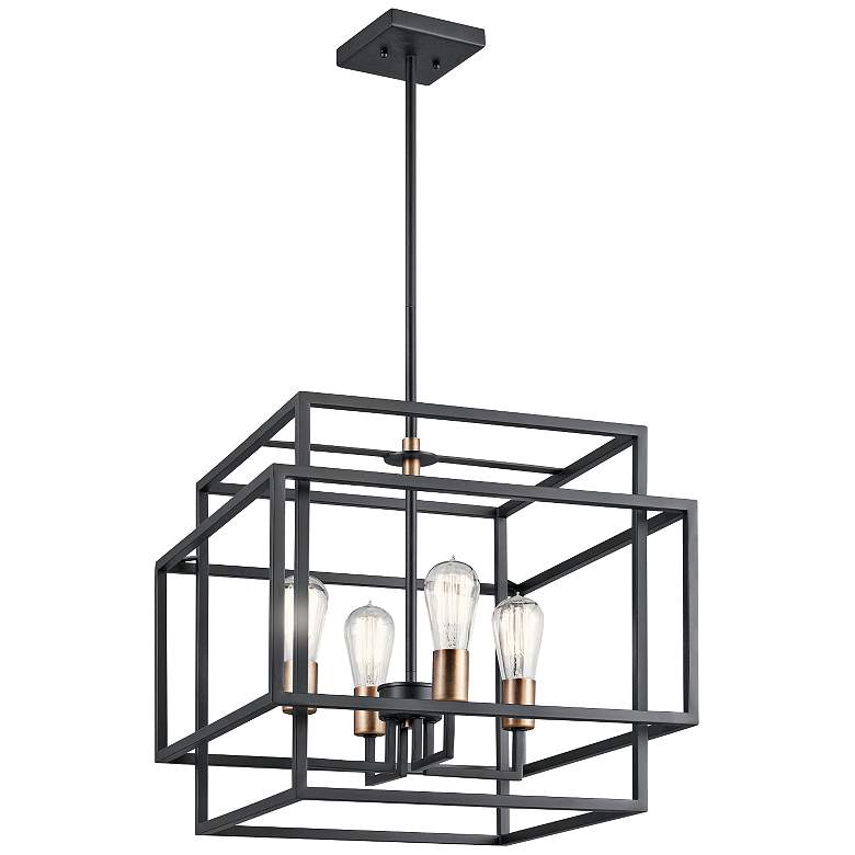Image 3 Kichler Taubert 18"W Black Steel Open-Cube 4-Light Pendant more views