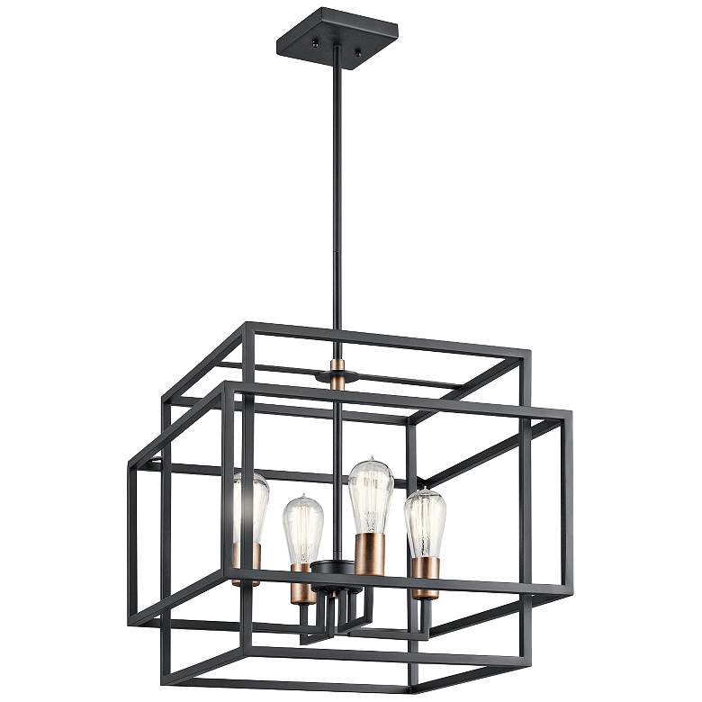 Image 3 Kichler Taubert 18 inchW Black Steel Open-Cube 4-Light Pendant more views