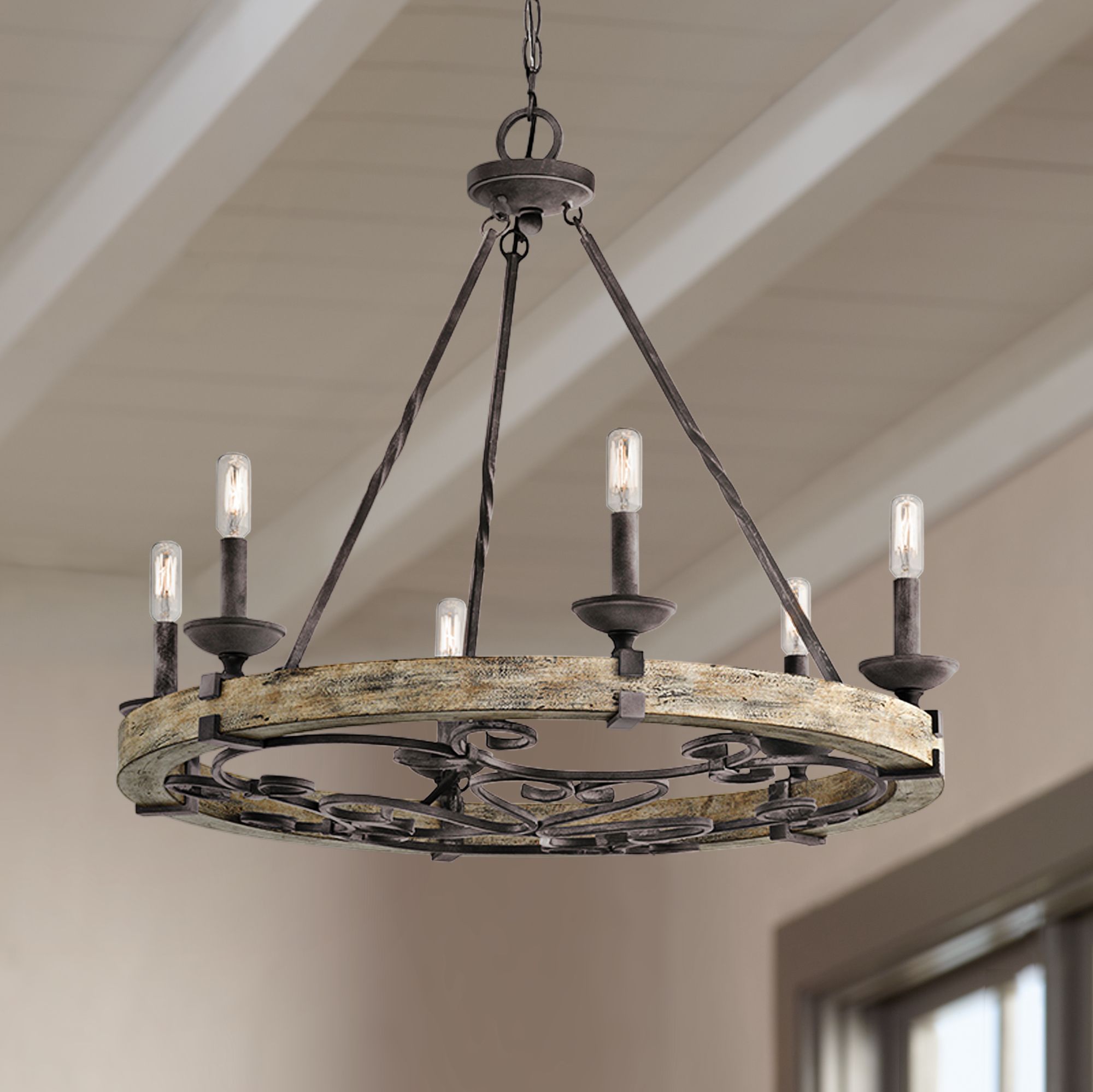 Lamps plus wagon store wheel chandelier