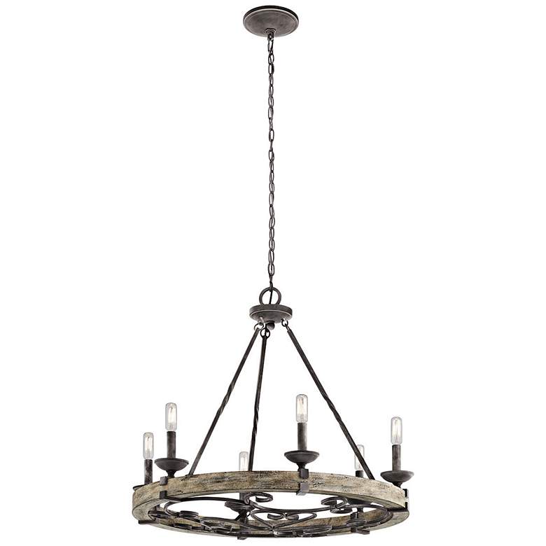 Image 3 Kichler Taulbee 28 1/2" Aged Zinc 6-Light Wagon Wheel Chandelier more views