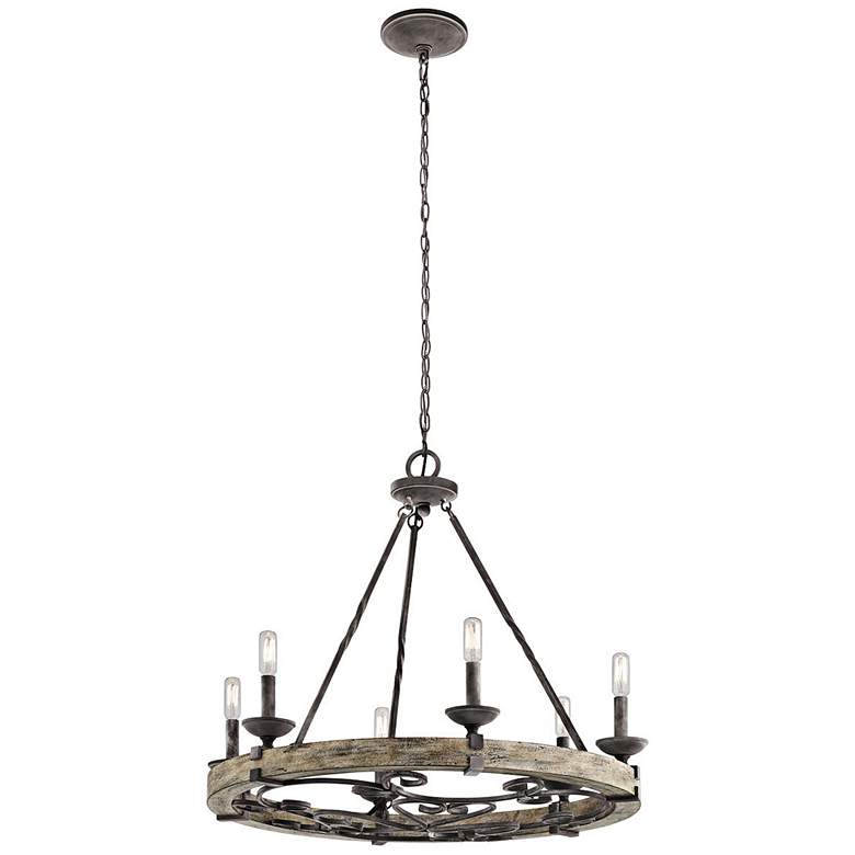 Image 3 Kichler Taulbee 28 1/2 inch Aged Zinc 6-Light Wagon Wheel Chandelier more views