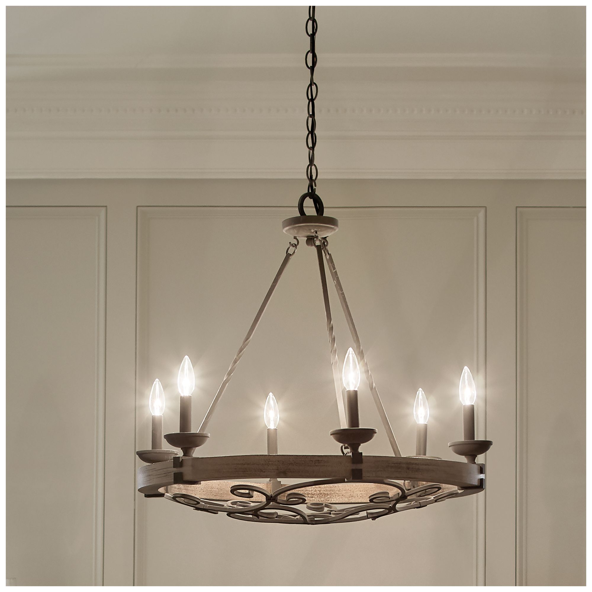 Image 4 Kichler Taulbee 28 1/2" Aged Zinc 6-Light Wagon Wheel Chandelier more views