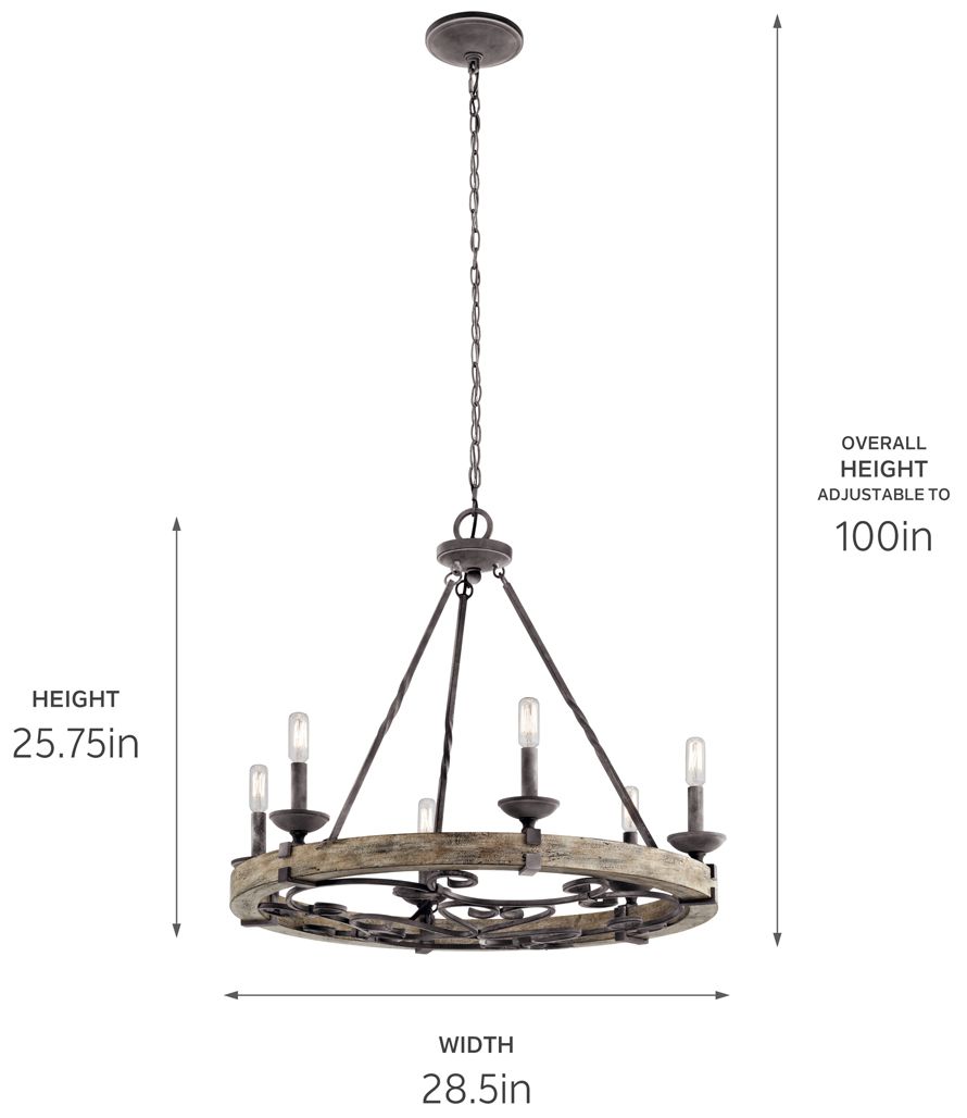 Image 7 Kichler Taulbee 28 1/2" Aged Zinc 6-Light Wagon Wheel Chandelier more views