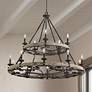 1_Kichler Taulbee 44" Wide 15-Light Aged Zinc Gray Wood Ring Chandelier