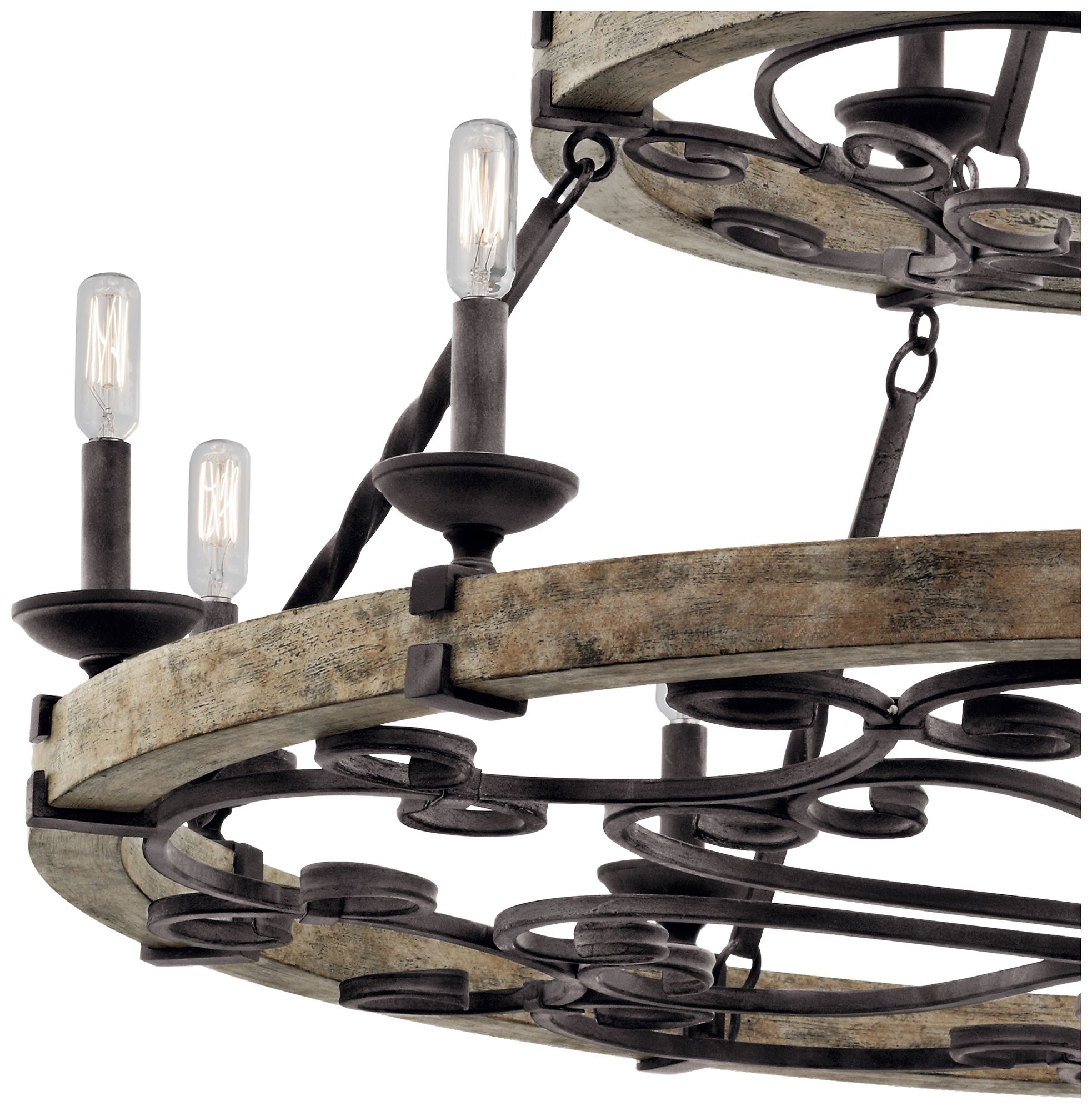 Image 6 Kichler Taulbee 44" Wide 15-Light Aged Zinc Gray Wood Ring Chandelier more views