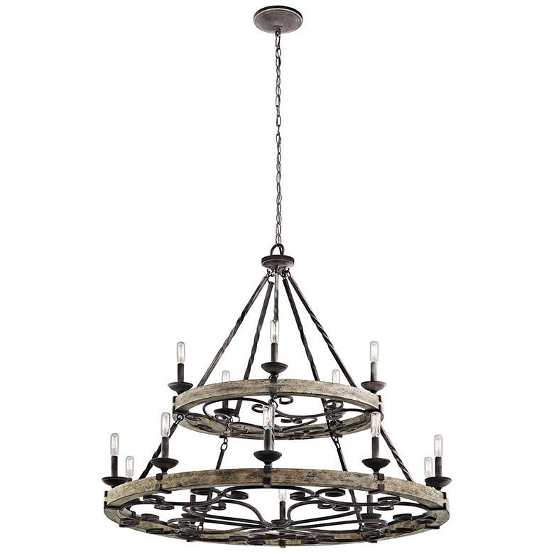 Image 3 Kichler Taulbee 44"W Aged Zinc Gray Wood 15-Light Chandelier more views