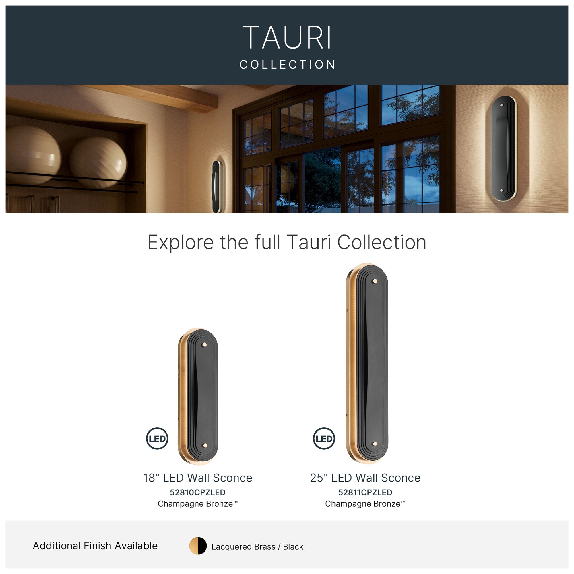 Kichler Tauri 17.5" Medium LED Wall Sconces in Champagne Bronze